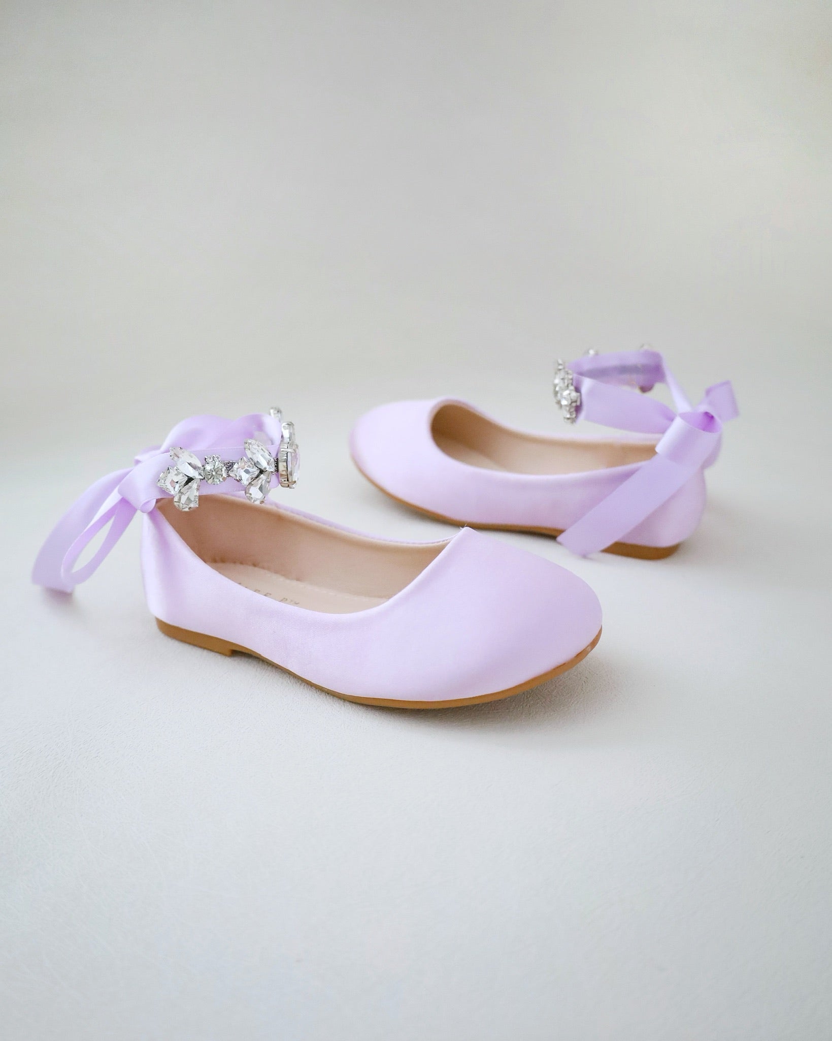 Elegant Satin Ballet Flats with Sparkling Navette Cluster Rhinestones - Perfect for Dance Recitals, Weddings & Formal Occasions