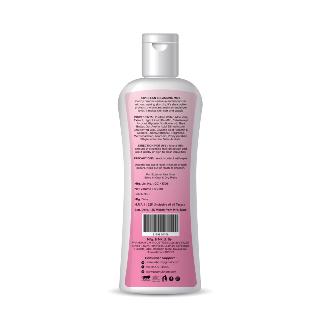 CIP Milk Makeup Remover - Gentle Cleansing for Pollution & Impurities | Perfect for Daily Skincare & Makeup Removal Routine