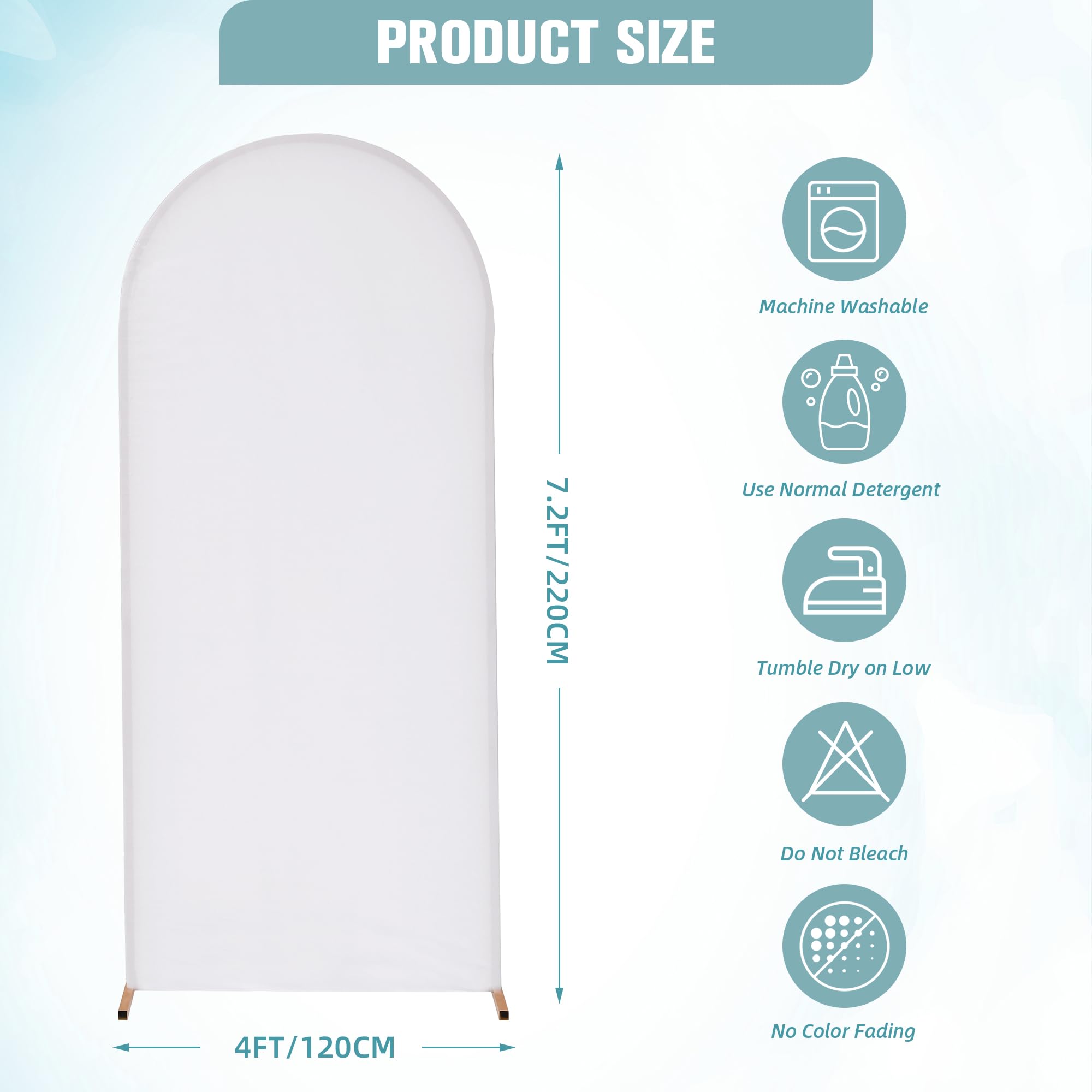 White Arch Backdrop Covers - 7.2FT Round Top Arched Backdrop Stand Fabric Cover | DIY Stretchy Wedding Arch Frame Cover | Chiara Background Stand Cover for Ceremony, Birthday Parties & Events | Perfect for Wedding Decor, Baby Showers, Photo Booths and Outdoor Celebrations
