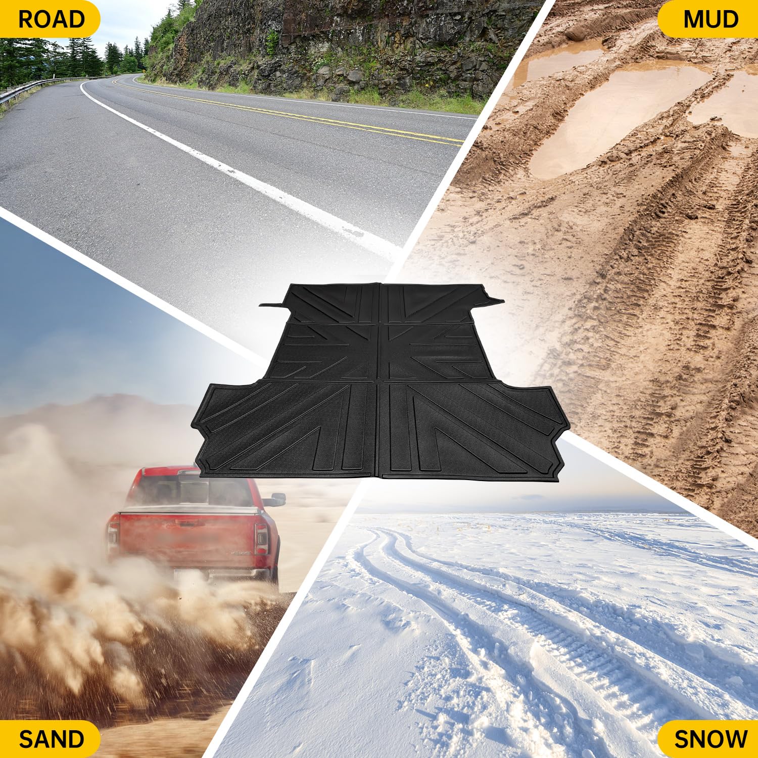 Heavy Duty Truck Bed Mat for 2019-2025 Chevy Silverado & GMC Sierra 1500 5.8FT Crew Cab Short Bed | All-Weather Anti-Slip Bed Liner | Durable Cargo Protection Mat | Perfect for Hauling, Camping & Off-Road Adventures