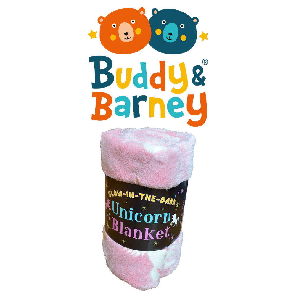 Buddy & Barney Majestic Glow in The Dark Unicorn Blanket - Soft Fleece Throw for Kids & Adults - Perfect for Bedroom, Movie Nights & Cozy Gift Ideas