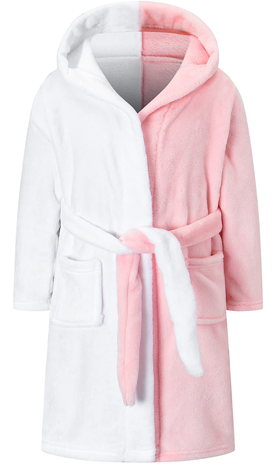 Umeyda Girls Fleece Hooded Robe with Belt - Soft & Cozy Bathrobe for Kids Ages 12 Months to 18 Years - Perfect for Winter, Spa Days & Sleepovers