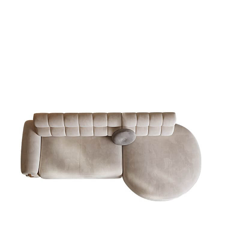 L-Shaped Sectional Sofa with Chaise Lounge, Channel Tufted Back, Soft White Polyester Blend Fabric, Seats 5, Round Arms & Hidden Support - Perfect for Living Room, Family Room or Home Theater