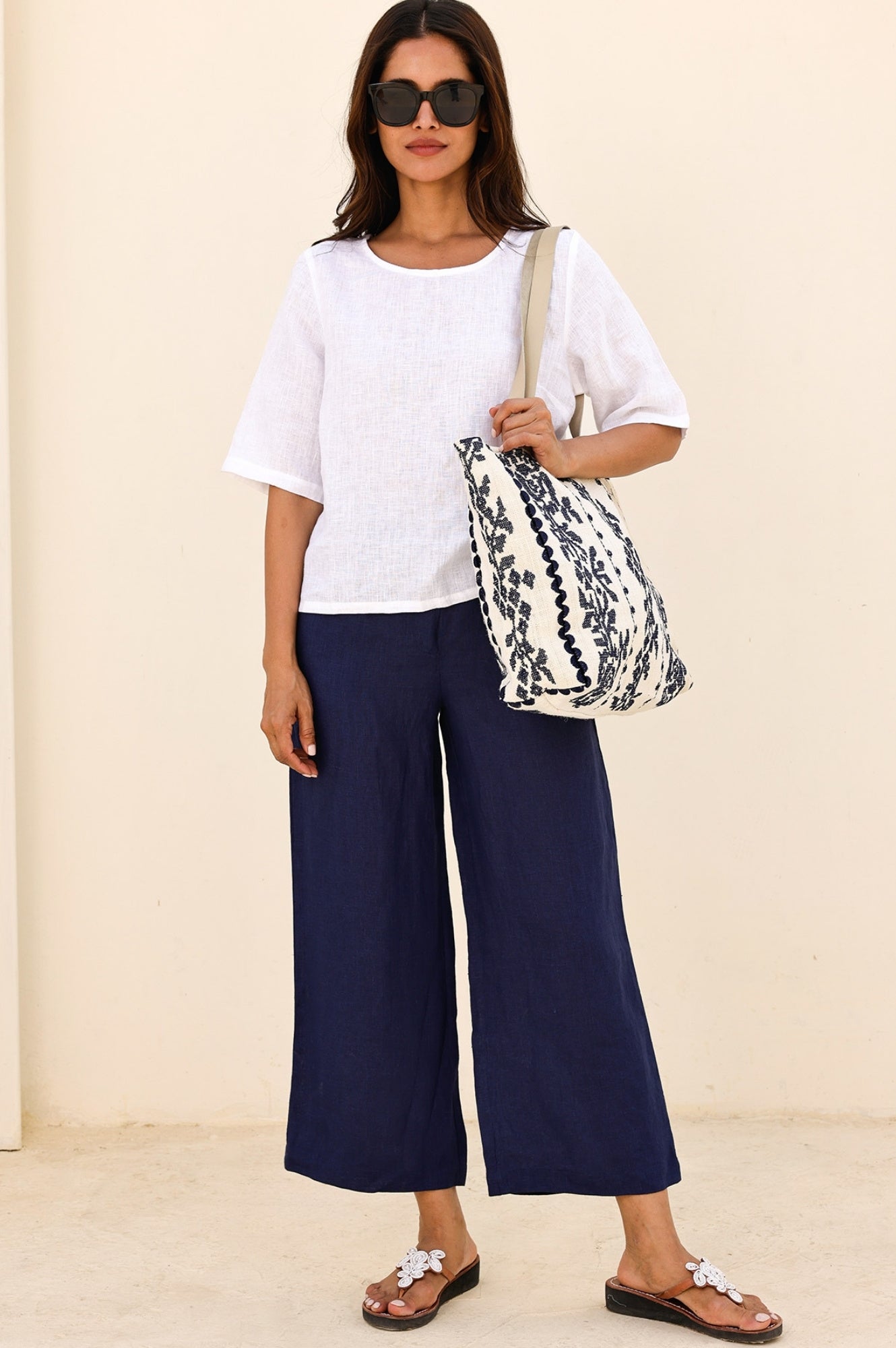 Linen Shell Top for Women - Breathable White Summer Blouse | Perfect for Beach, Office & Casual Outfits