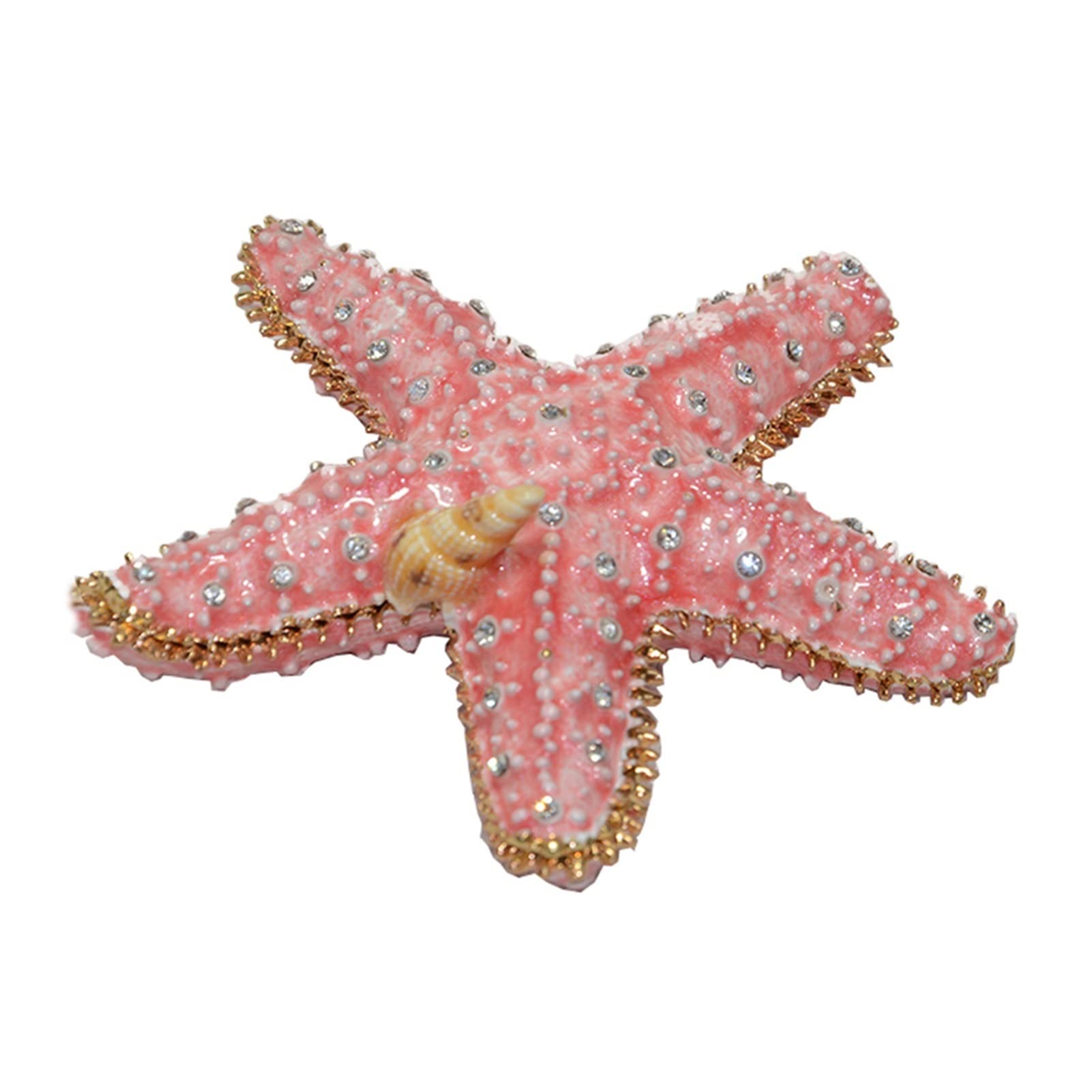 SHENGH Nautical Jewelry Box - Starfish Trinket Alloy Box for Rings & Small Jewelry - Gold Decorative Gift Box for Birthday, Christmas & Home Decor | Perfect for Beach-Themed Decor, Jewelry Storage & Gift Giving