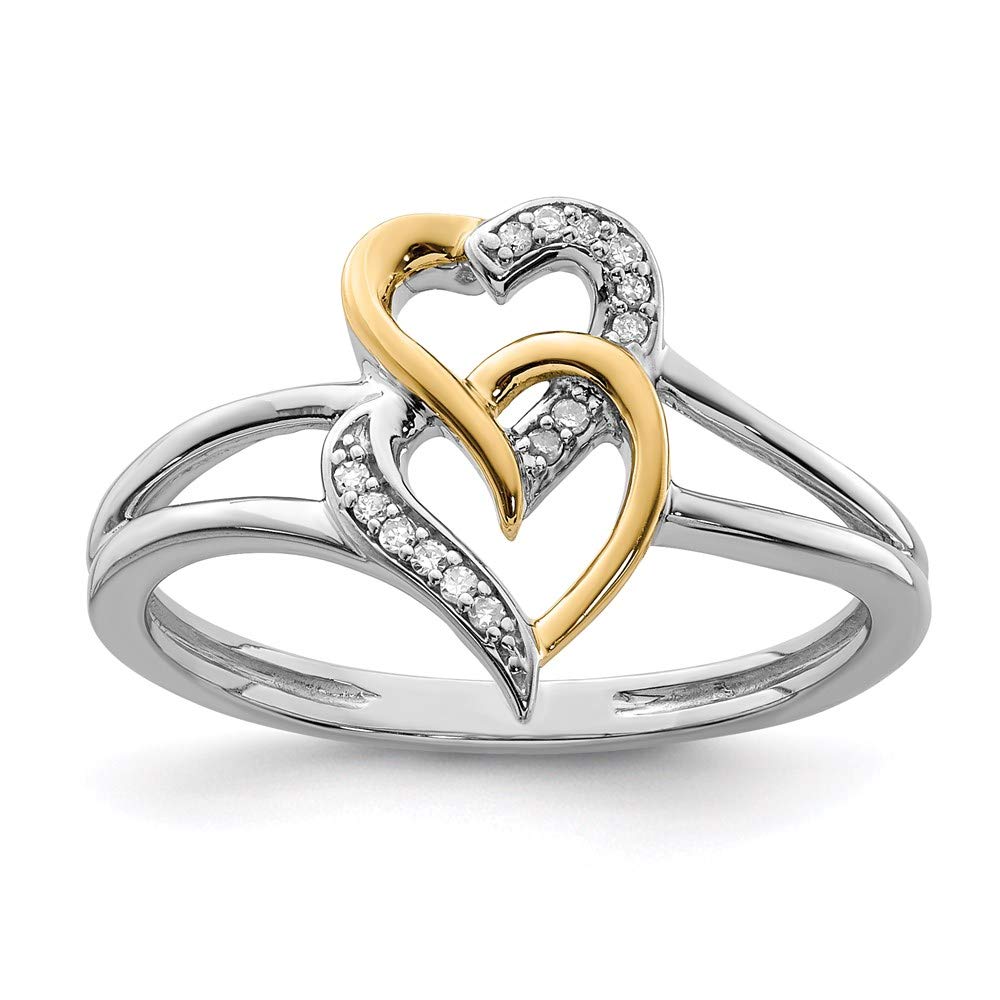Ryan Jonathan Fine Jewelry 14K Gold & Sterling Silver Diamond Double Heart Ring for Women - Perfect for Anniversaries, Valentine's Day & Romantic Gifts