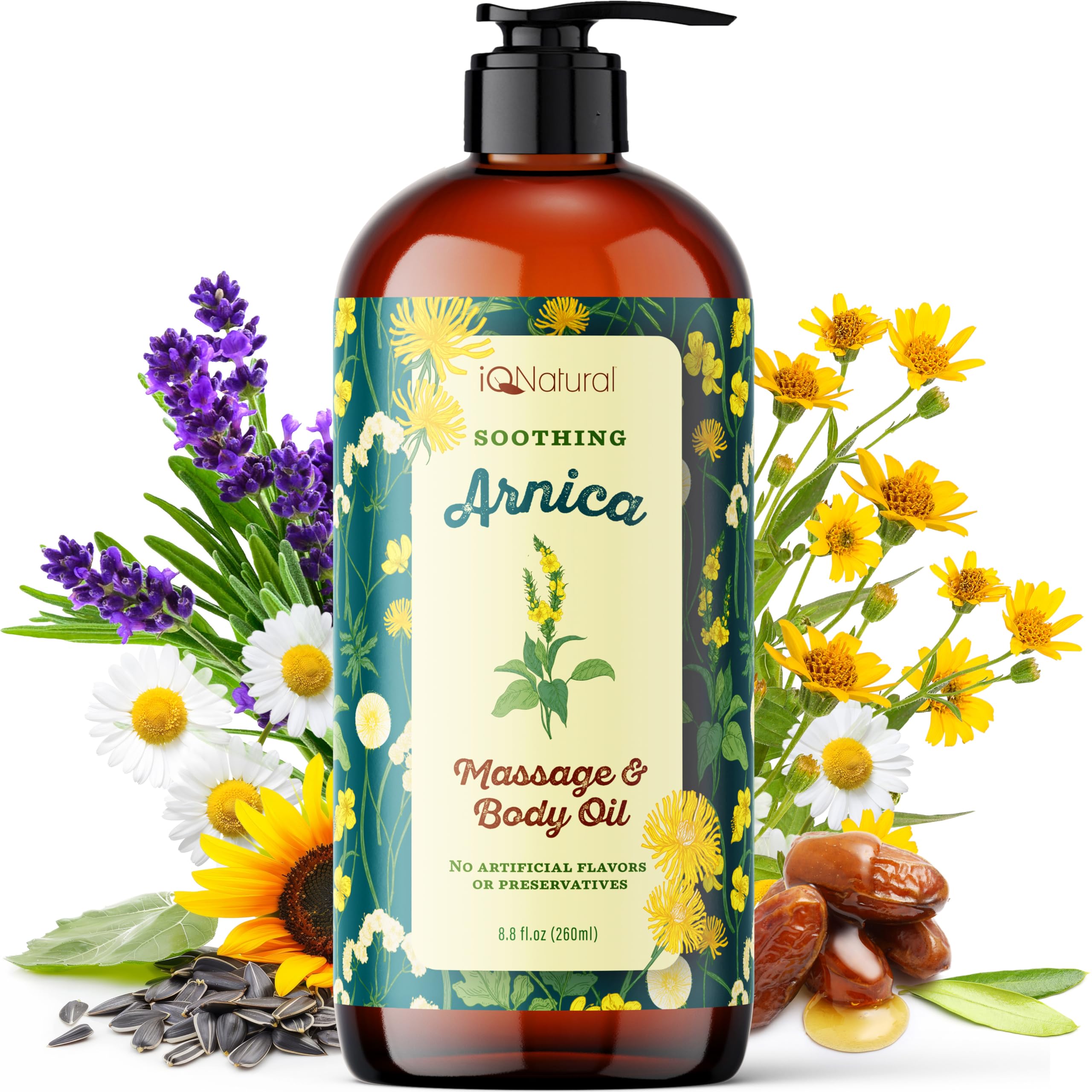 Premium Arnica Massage Oil for Sore Muscles & Body Therapy - 8oz (237ml) - Warming Relief for Athletes, Post-Workout Recovery & Spa Relaxation