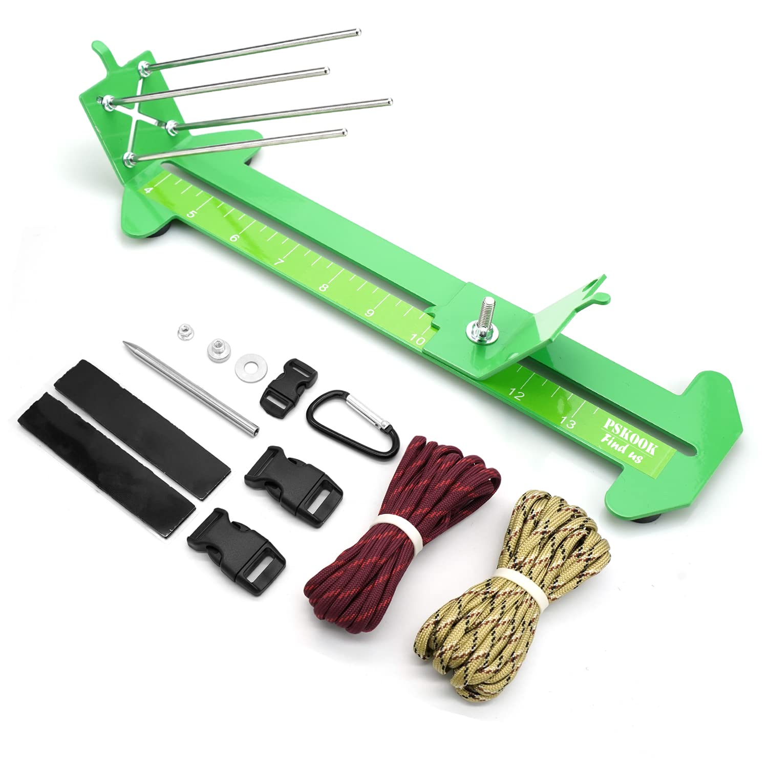 PSKOOK Adjustable Paracord Bracelet Jig Kit - DIY Weaving Tool Set for Survival Bracelets, Camping Gear & Outdoor Crafts (Green) - Perfect for Camping, Hiking, Survival Kits & Gift Making
