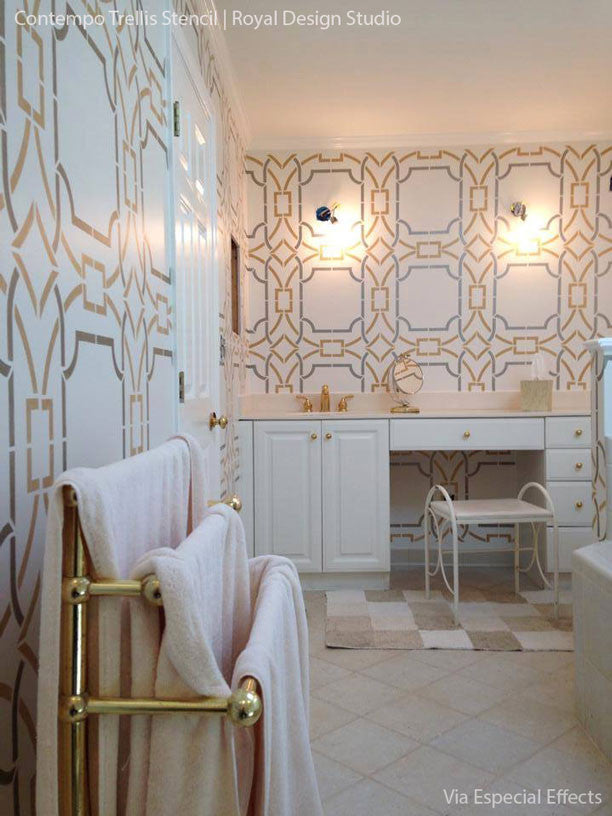 Contempo Trellis Wall Stencil - Reusable DIY Home Decor Painting Template for Walls, Furniture & Crafts | Perfect for Bedroom, Nursery, Living Room & Office Accent Walls
