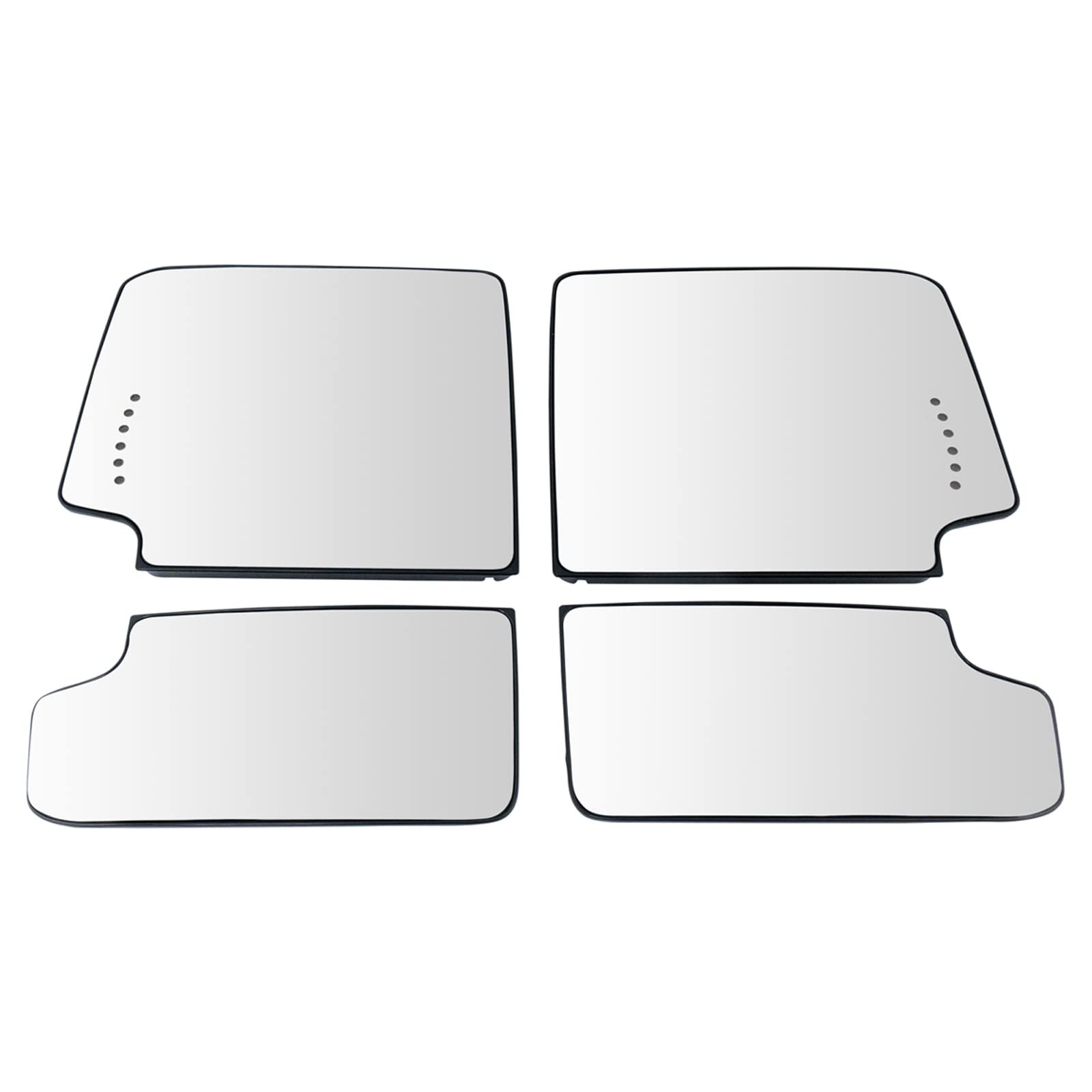 Heated GM Towing Mirror Glass Kit with 4 Clip Mount - Upper & Lower Replacement for Trail Ridge - Perfect for Off-Roading & Heavy-Duty Towing