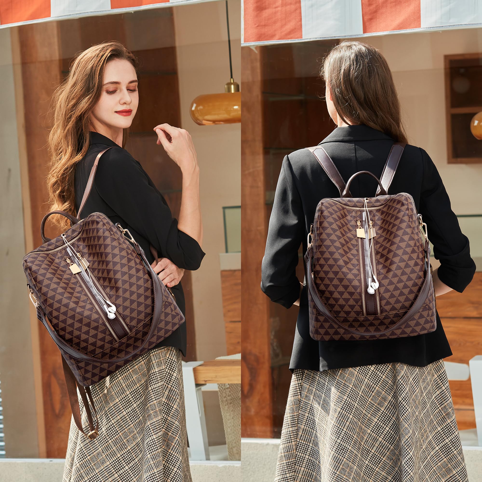 Stylish Convertible PU Leather Backpack Purse for Women - 2-in-1 Travel Satchel & Handbag Set (Perfect for Work, Travel & Everyday Use)