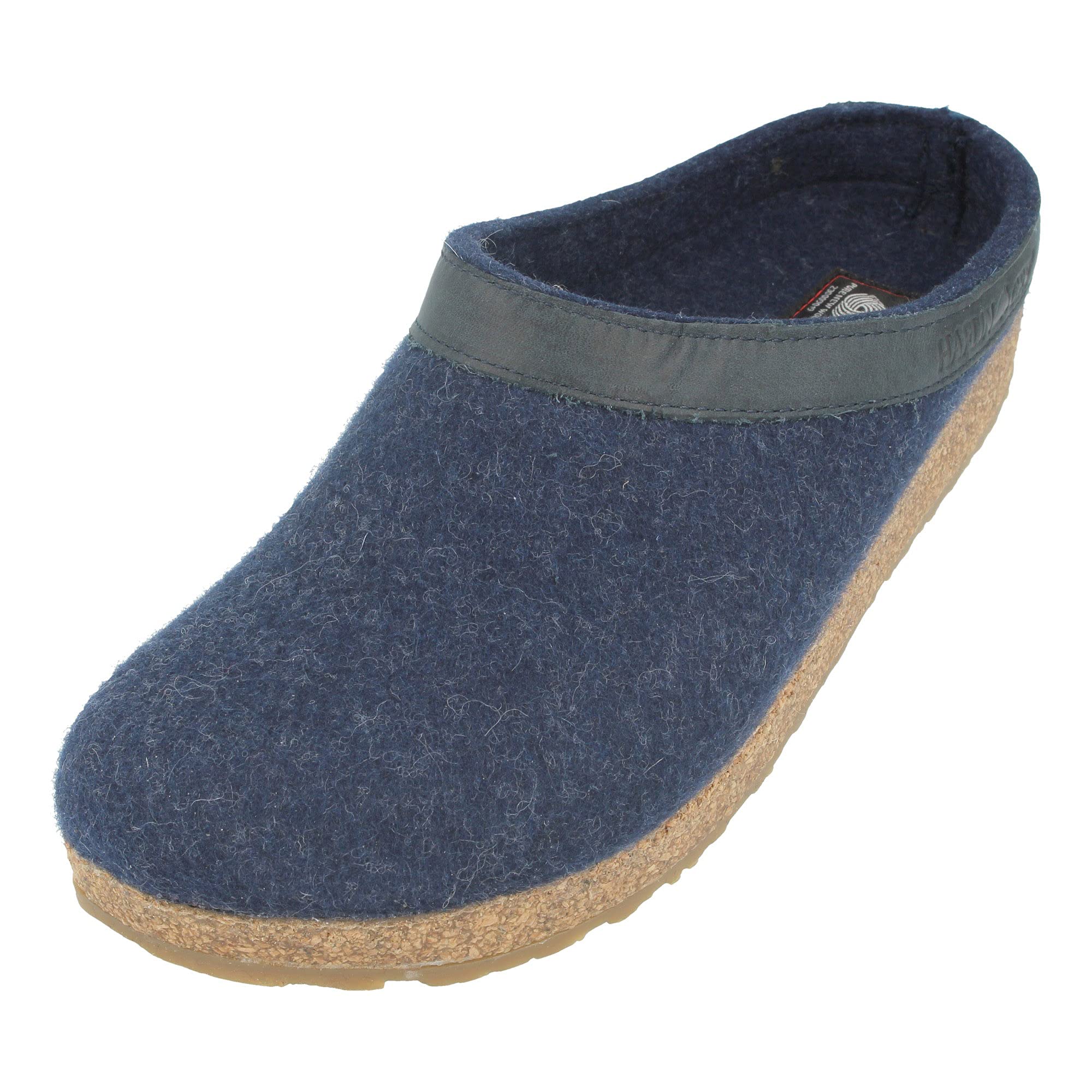 HAFLINGER Torben Unisex Wool Slip-On Mule Slippers - Comfortable House Shoes for Men & Women - Size 10 Blue - Perfect for Indoor Relaxation, Lounge Wear & Cozy Home Comfort