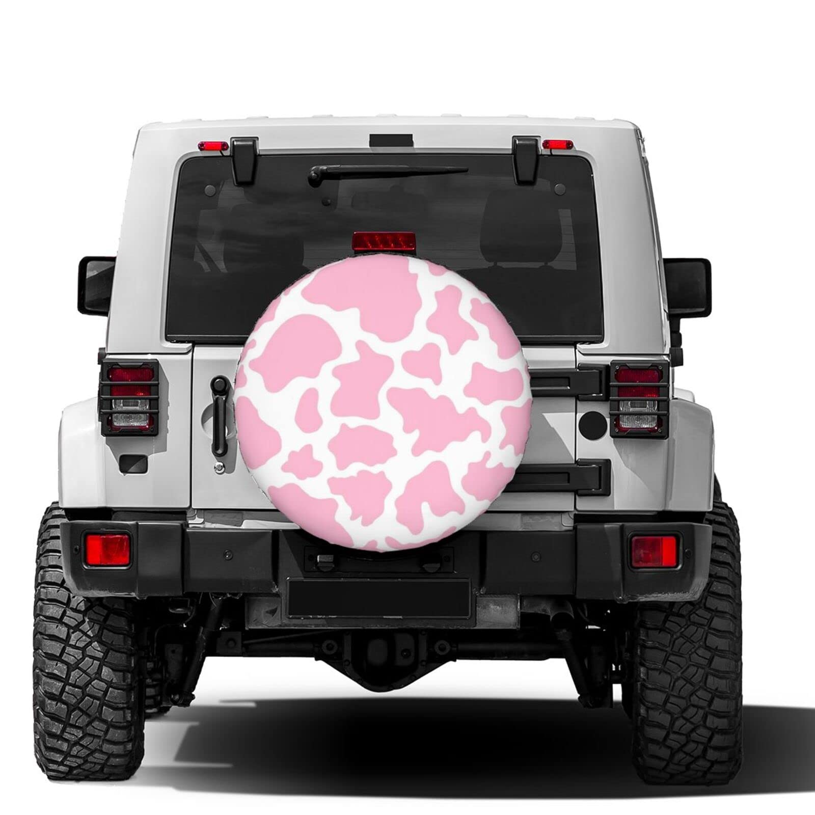 Pink Cow Print Spare Tire Cover - Waterproof Dust-Proof Wheel Protector for 17 Inch Tires - Fits SUV, RV, Trailer & Most Vehicles - Perfect for Camping, Road Trips & Outdoor Adventures