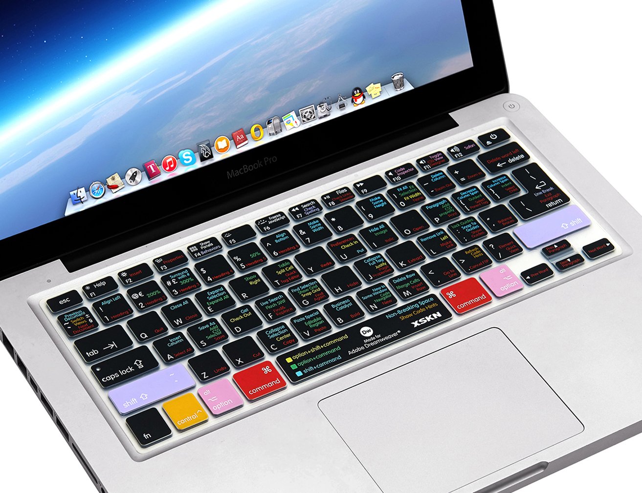 XSKN Adobe Dreamweaver Shortcuts Keyboard Cover for MacBook - Hot Keys Skin Compatible with MacBook Air 13 & MacBook Pro 13/15/17 (US/European ISO Layout) - Perfect for Web Designers & Developers