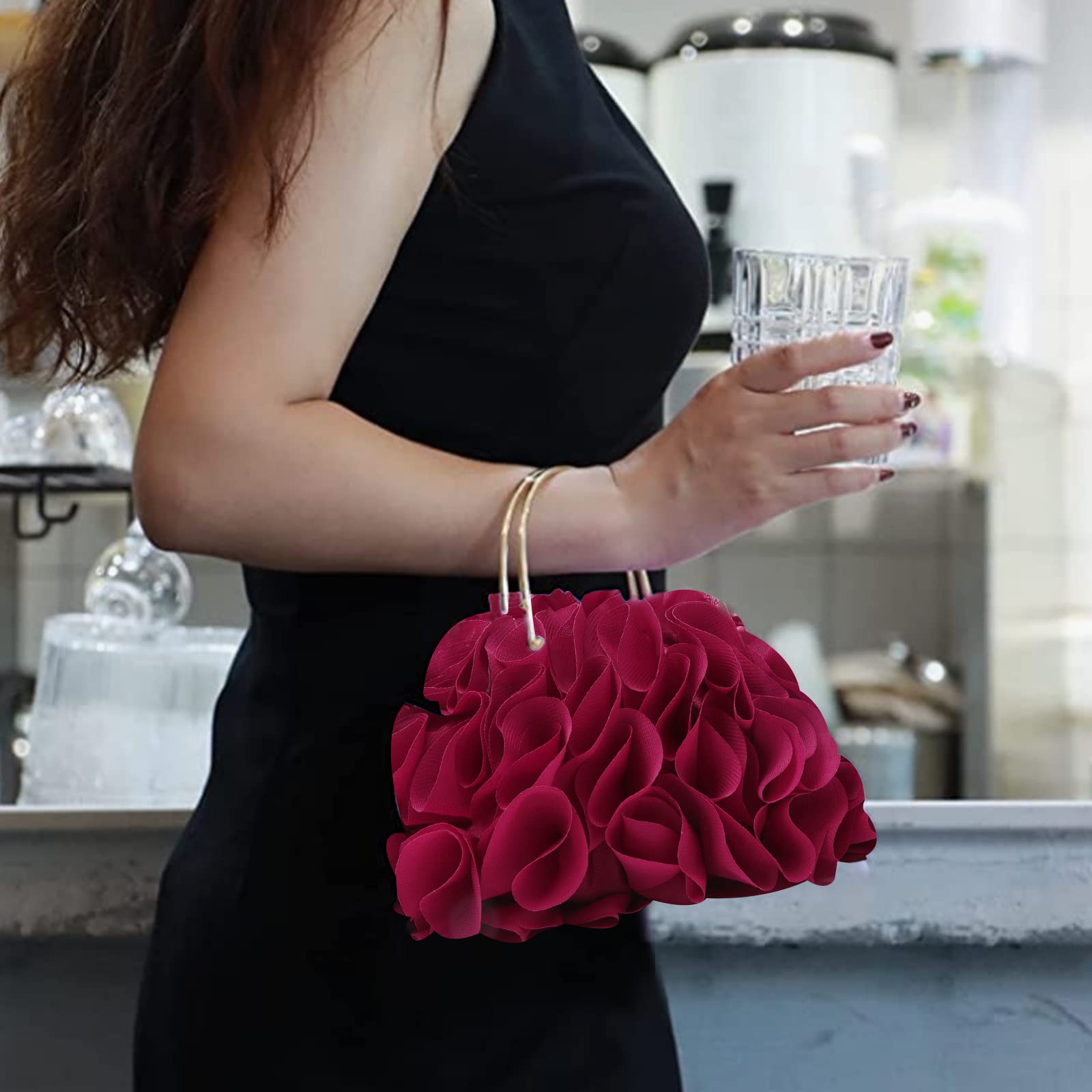 Lanpet Floral Clutch Purse for Women - Elegant Satin Evening Bag for Party & Prom