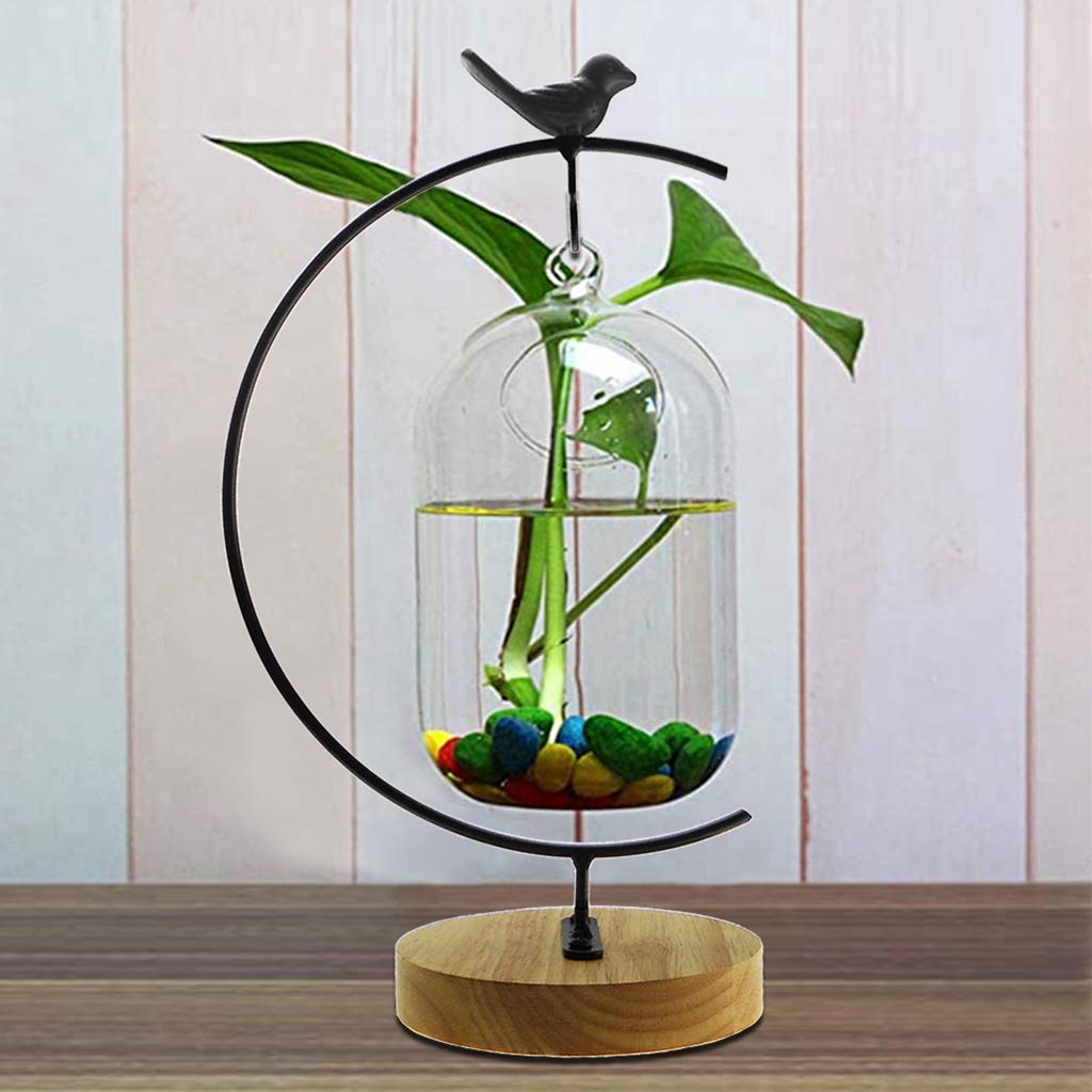 CXLE Ornament Display Stand - Gold Iron Pothook Stand for Hanging Glass Globe, Air Plant Terrarium, Witch Ball & Christmas Decorations (12.2x4.5 Inches) - Perfect for Home, Wedding & Holiday Decor