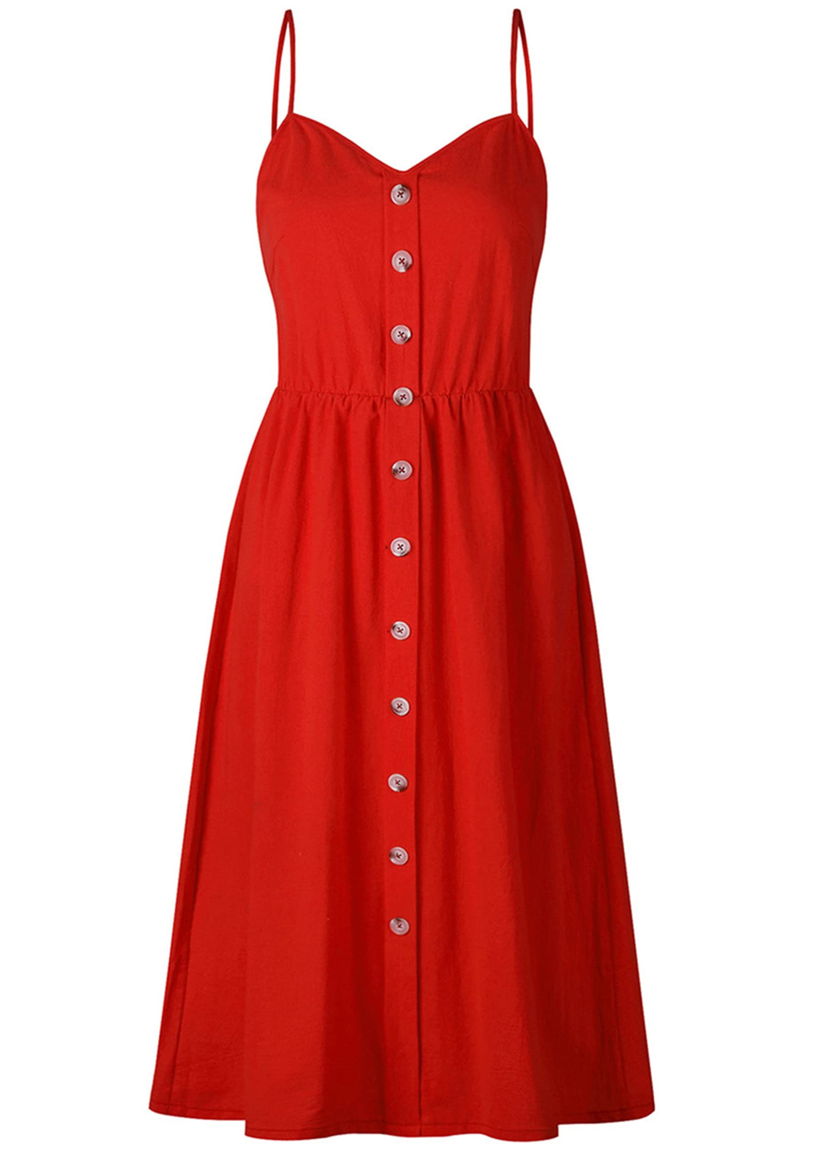 TYQQU Women's Summer Spaghetti Strap Dress - Sleeveless V-Neck Polka Dot Beach Dress with Pockets | Casual Midi Dress for Vacation, Pool Party & Date Night