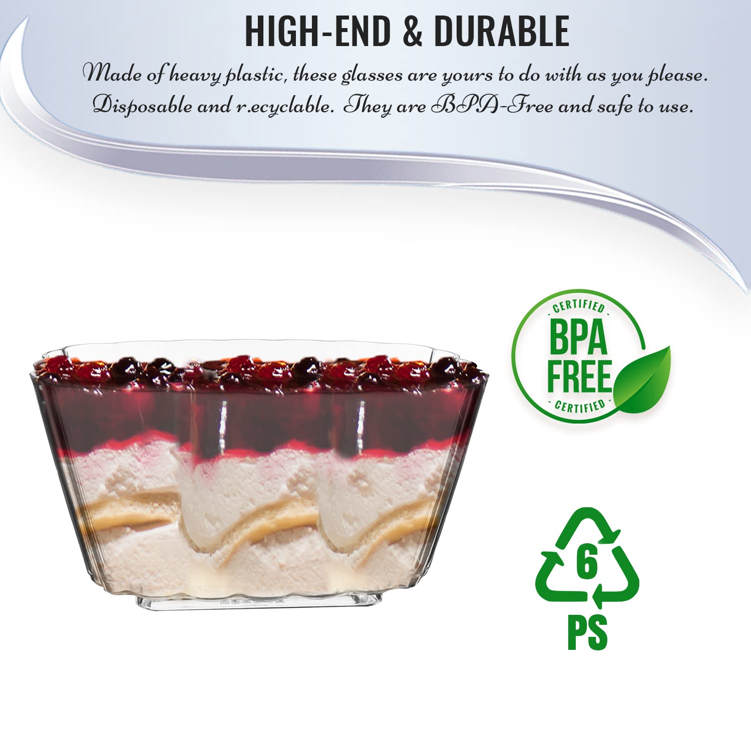 Disposable Clear Plastic Cups 5.5 oz - Bulk Ice Cream Bowls & Dessert Containers for Yogurt, Fruit, Cheesecake, Pudding - 288 Pack Party Supplies for Weddings, Birthdays & Events - Perfect for Catering, Picnics & Outdoor Gatherings