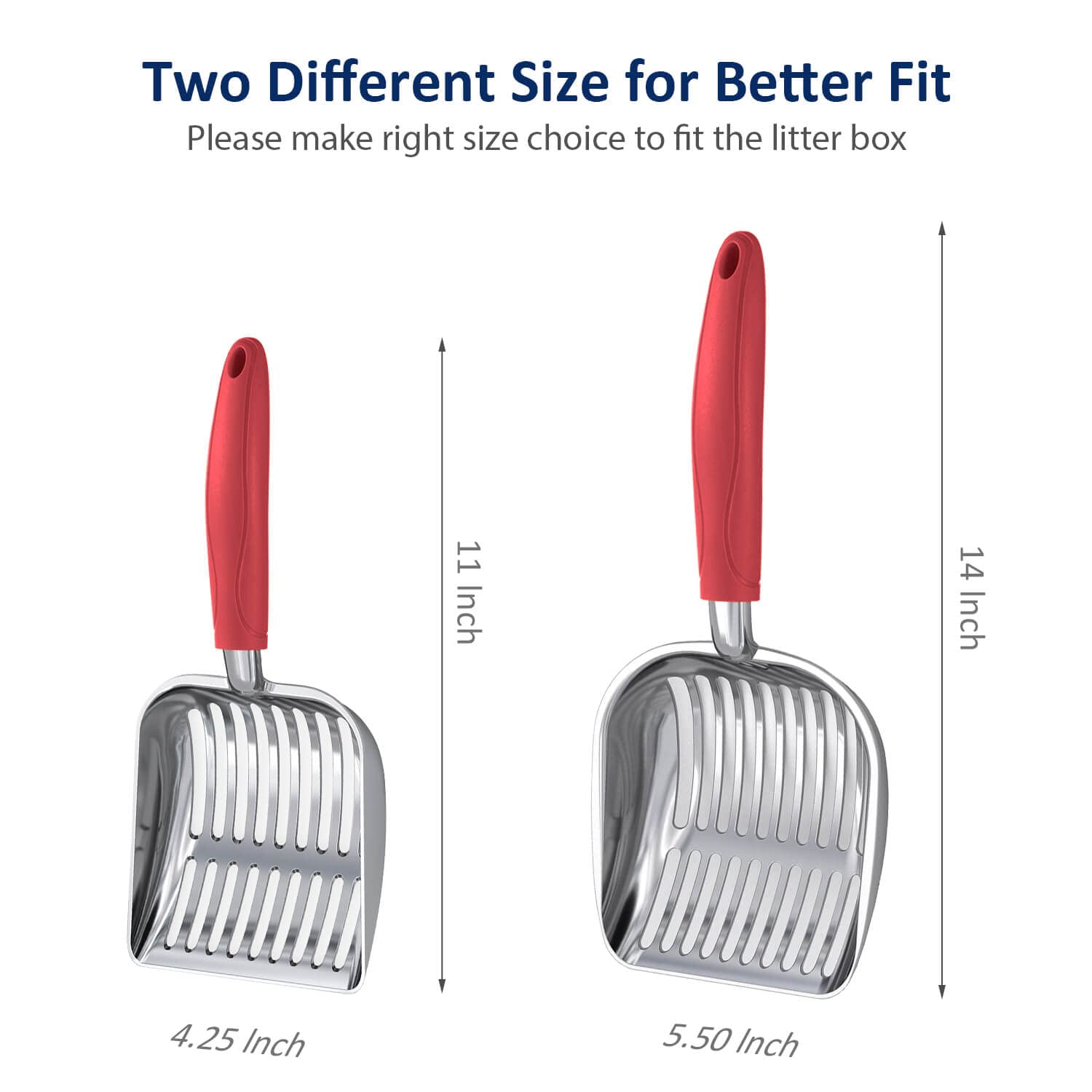 WePet Aluminum Alloy Cat Litter Scoop - Durable Metal Litter Box Scooper with Long Handle & Deep Shovel for Easy Poop Sifting - Heavy Duty Kitty Waste Lifter for Multi-Cat Households & Large Litter Boxes