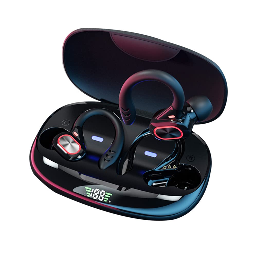 LEMTLMT Wireless Bluetooth Earbuds - 48Hrs Playtime, Wireless Charging Case with Power Display, IPX7 Waterproof, Built-in Mic - Perfect for Running, Workout, Gym & Travel (Black)