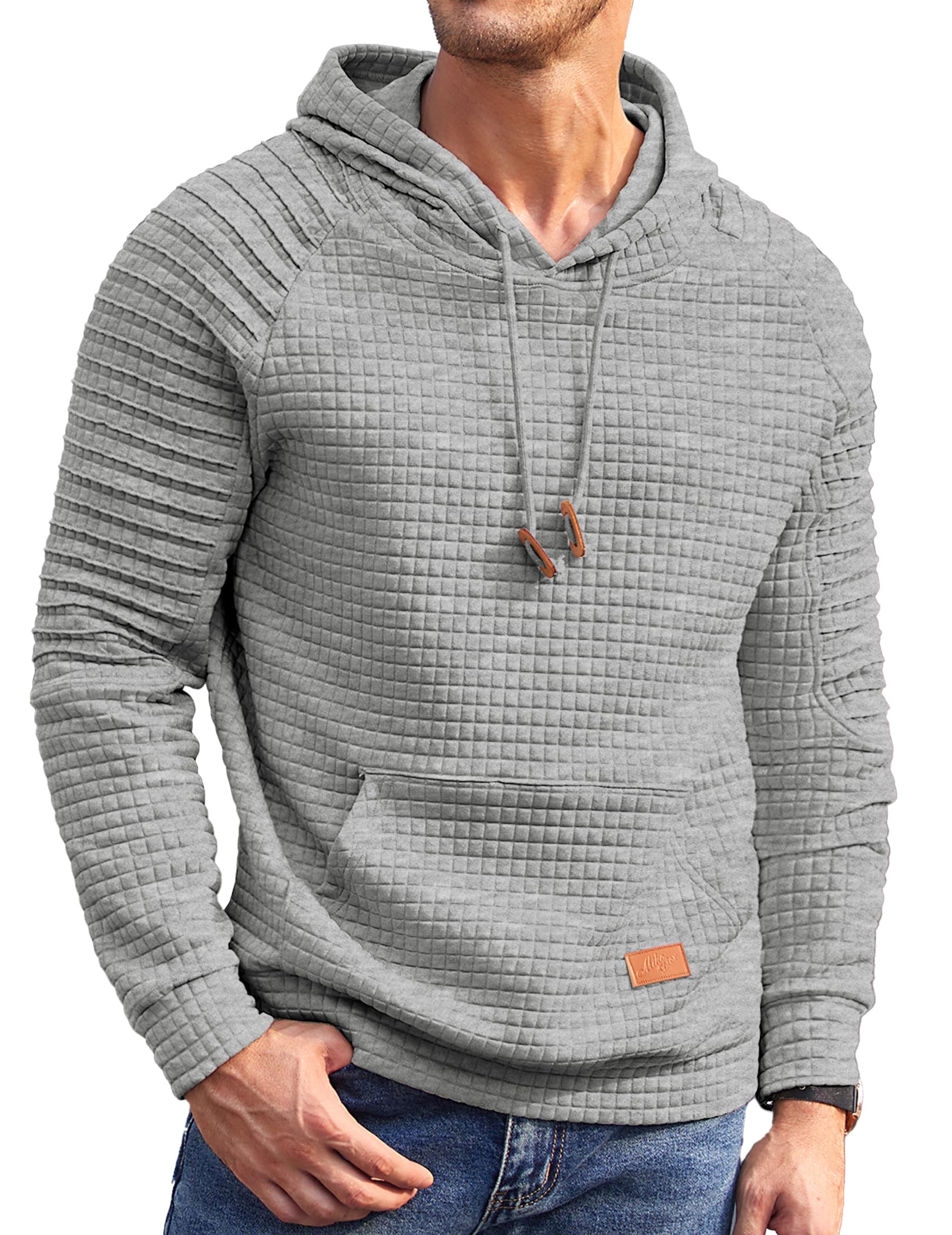 COOFANDY Men's Casual Long Sleeve Pullover Hoodie with Drawstring & Kangaroo Pocket - Soft Waffle Knit Fabric for Everyday Wear, Street Style & Outdoor Activities