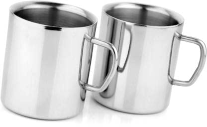 VISAXMI® Stainless Steel Double Wall Tea & Coffee Cups - 2 Pack, Hot & Cold Insulated Travel Mugs with Stylish Design for Office, Home & Outdoor Use