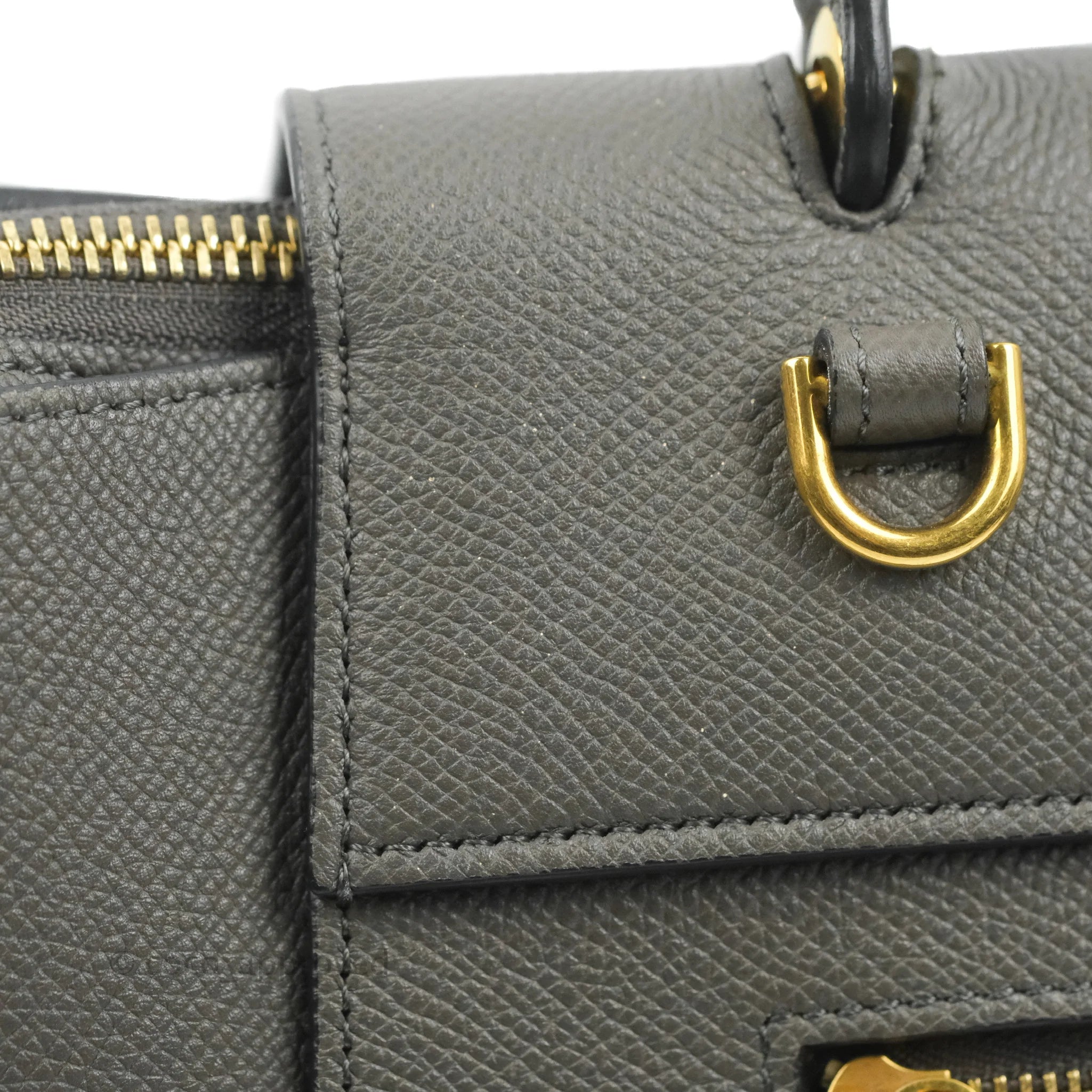 Celine Mini Belt Bag in Grey Grained Calfskin with Gold Hardware - Perfect for Everyday Use, Work & Travel