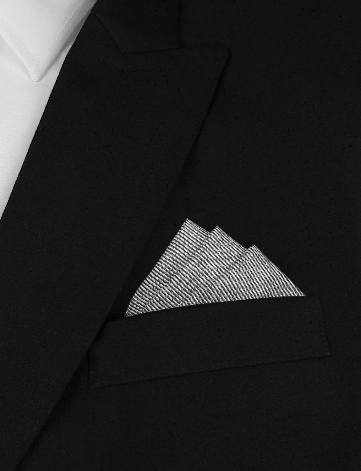Elegant Black & White Twill Stripe Linen Pocket Square for Men - Perfect for Weddings, Business Suits & Formal Occasions