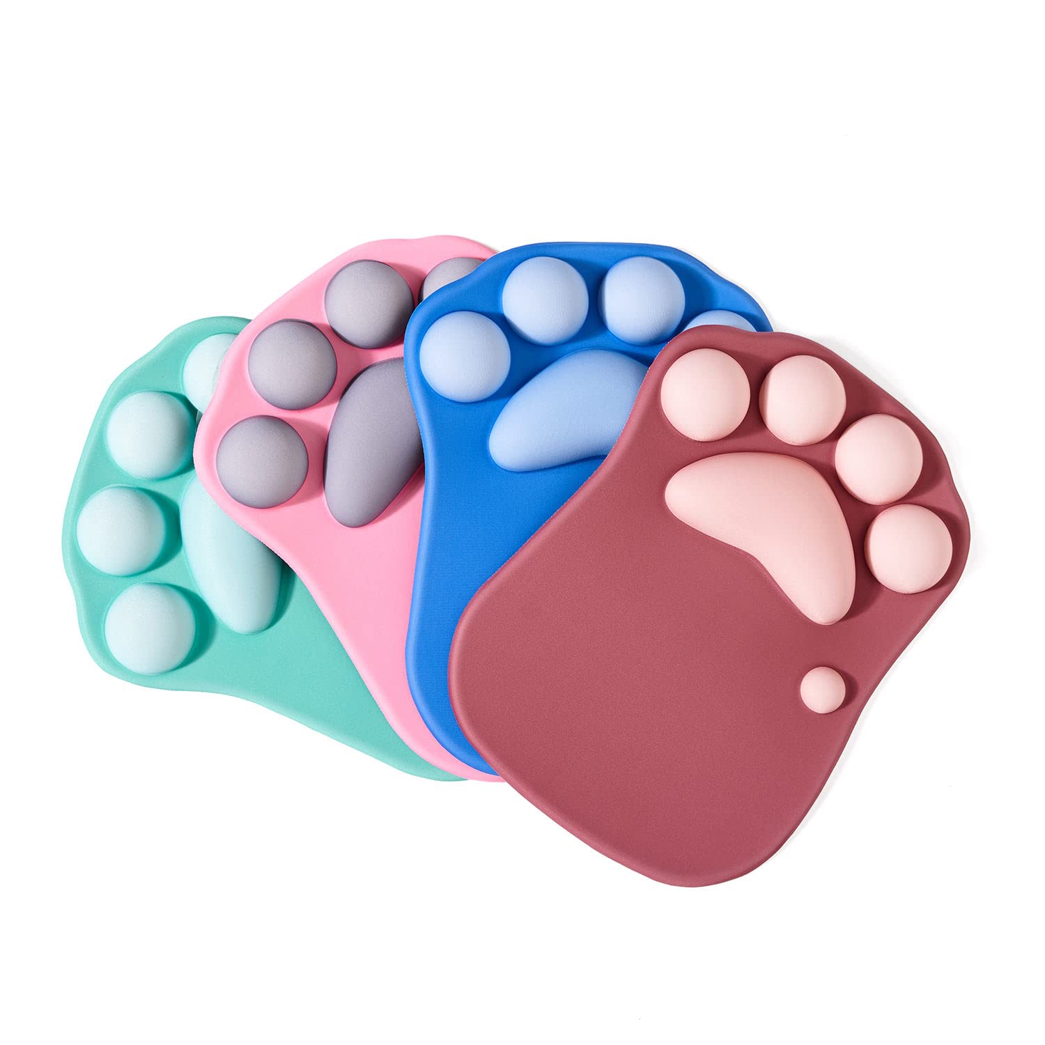 Ergonomic Cat Paw Mouse Pad with Wrist Support - Cute Kawaii Silicone Gel Mouse Mat for Home, Office & Gaming - Comfortable Green Mousepad for PC, Laptop & Computer Workstations