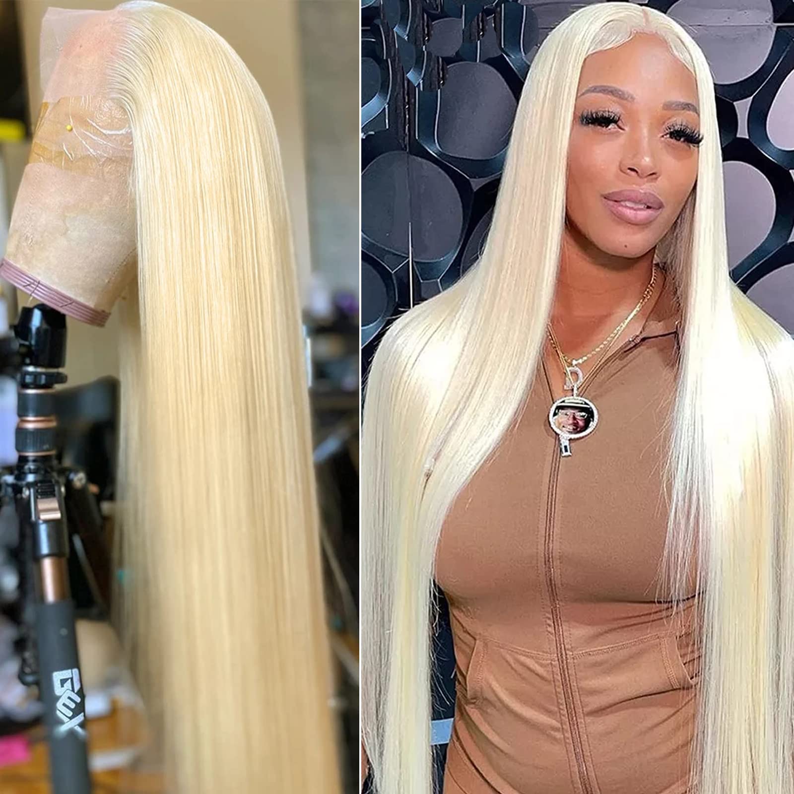 613 Blonde Lace Front Wig Human Hair 24 Inch - 13x4 Pre Plucked with Baby Hair - 9A Brazilian Virgin Straight Lace Frontal Wig for Black Women - Perfect for Daily Wear, Cosplay, and Special Occasions