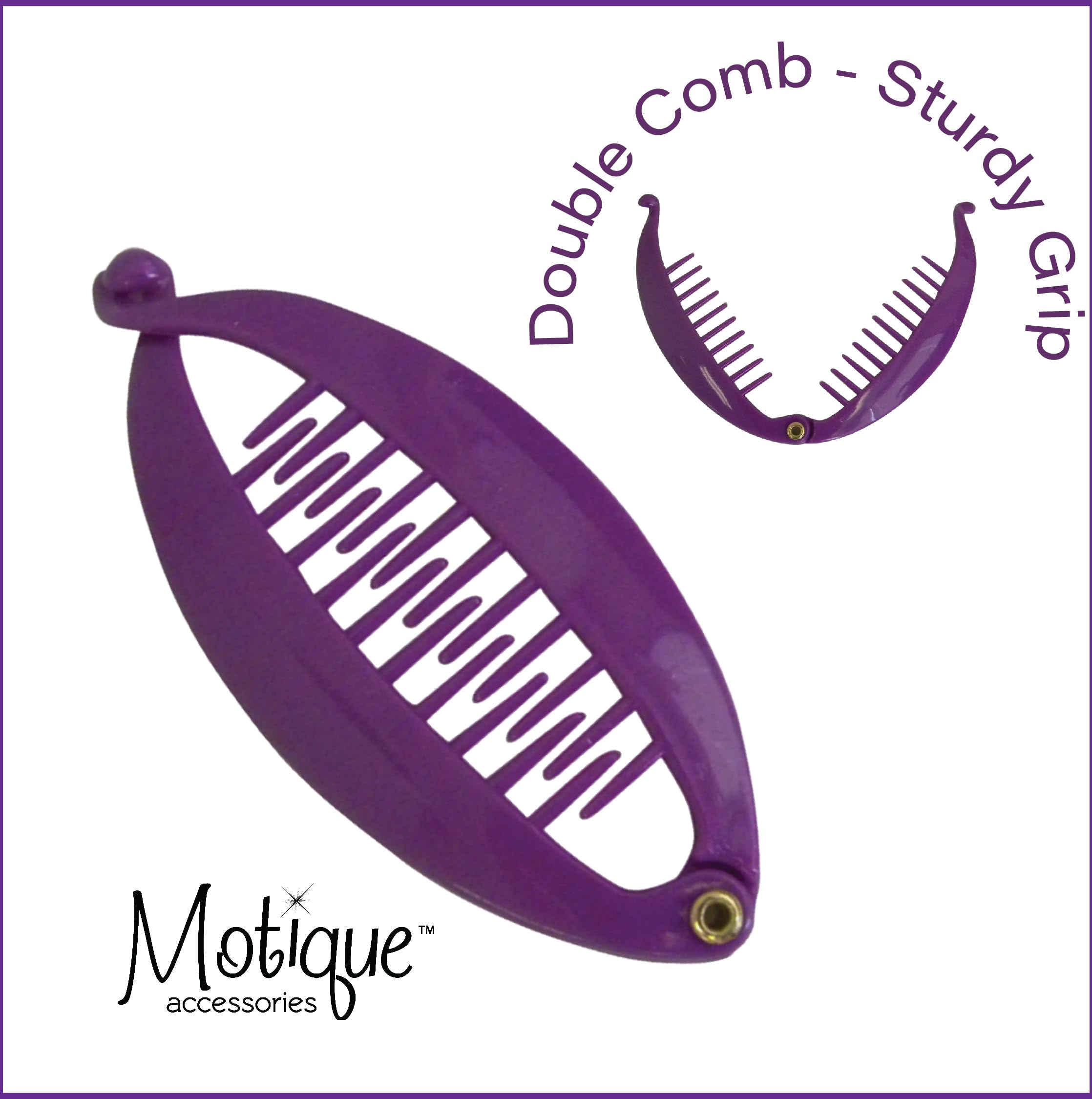 Purple 3.5 Inch Mini Banana Clip Hair Clincher - Rounded Edge Hair Comb for Women, Girls - Perfect for Ponytails, Buns & Updos