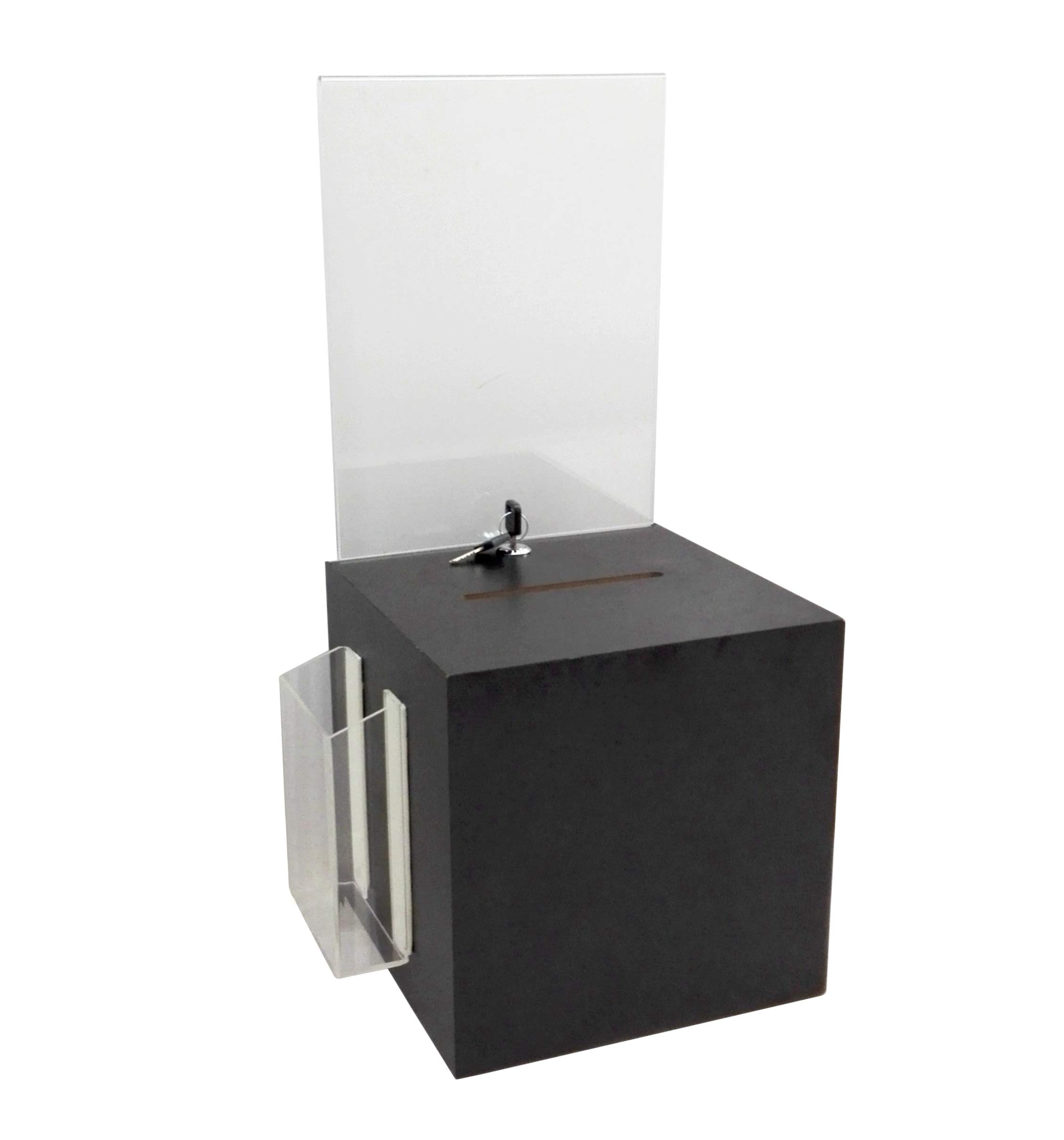 FixtureDisplays® Wooden Suggestion Box with Clear Acrylic Header - Donation Box, Ballot Box, Charity Box for Fundraising (19251-BLACK-NF) - Perfect for Schools, Churches & Community Events