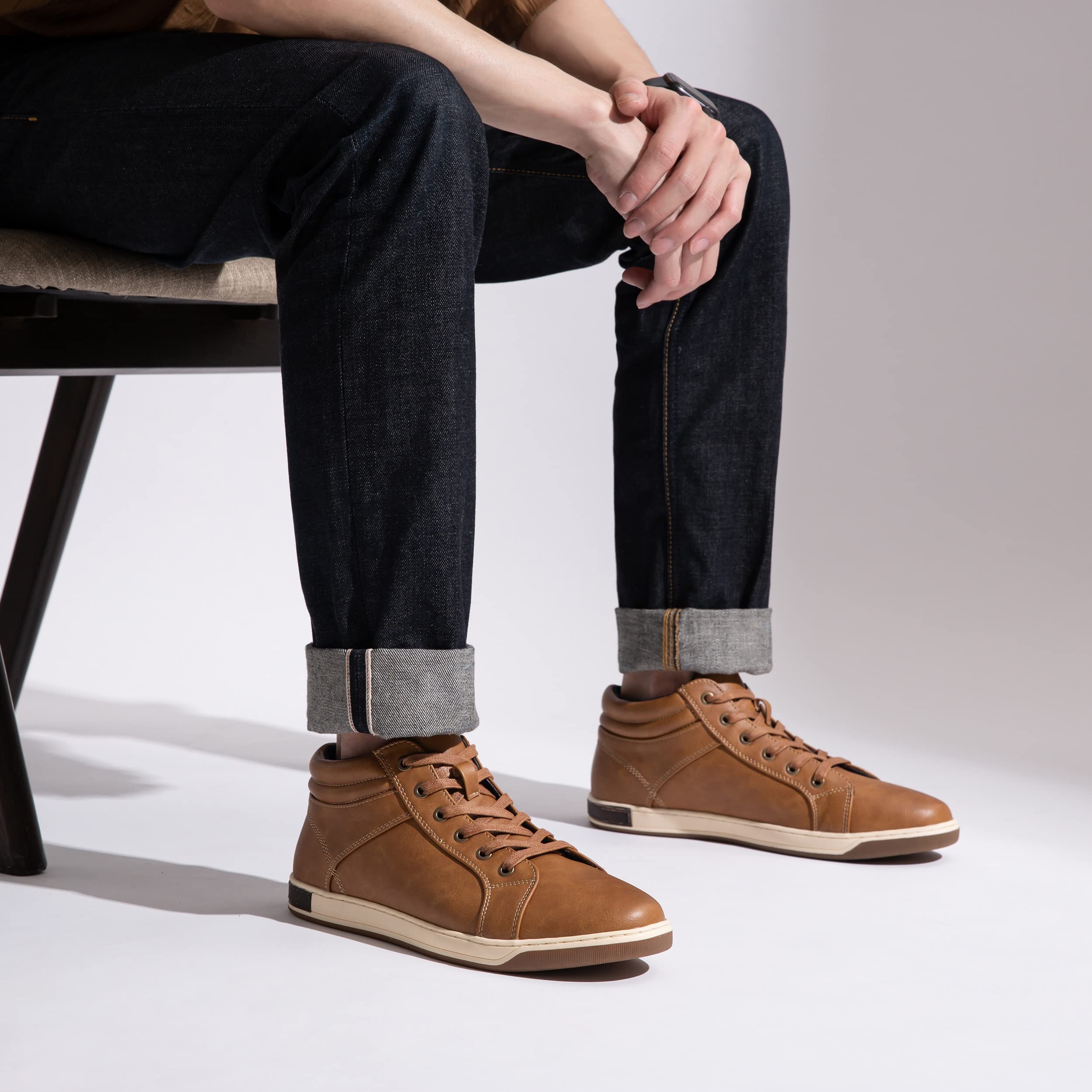 Jousen Men's High Top Fashion Sneakers - Casual Dress Shoes for Men | Comfortable Walking & Work Shoes for Business, Dating & Daily Wear