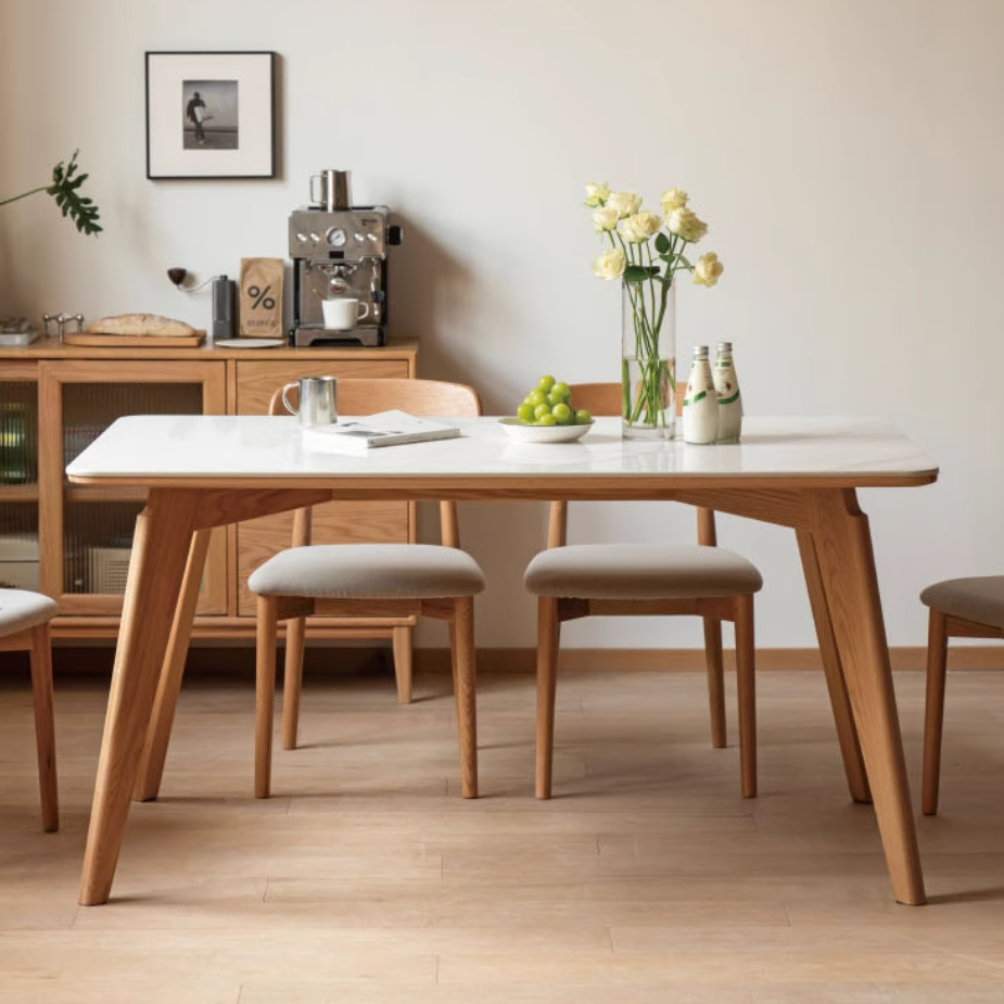 Solid Oak Wood Modern Rocking Dining Table - Perfect for Farmhouse, Rustic & Contemporary Dining Rooms
