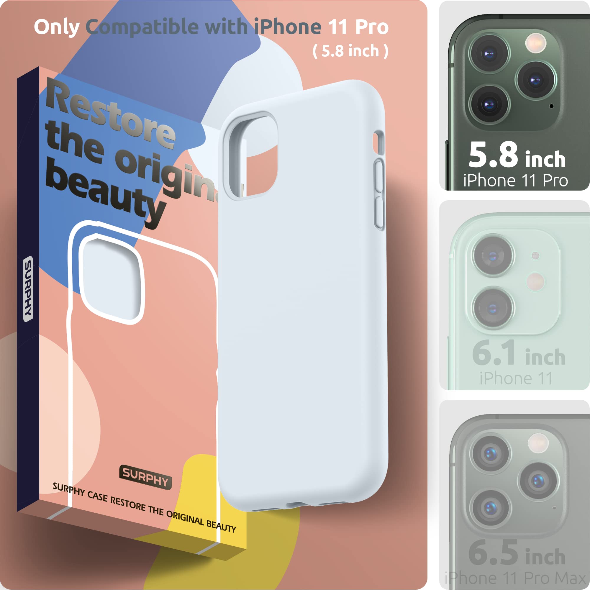 SURPHY iPhone 11 Pro Max Case 6.5 Inch - Premium Thickened Liquid Silicone Protective Cover with Soft Microfiber Lining (Sky Blue) - Shockproof & Scratch Resistant Phone Case for iPhone 11 Pro Max 2019 Model | Perfect for Daily Use, Travel & Outdoor Activities