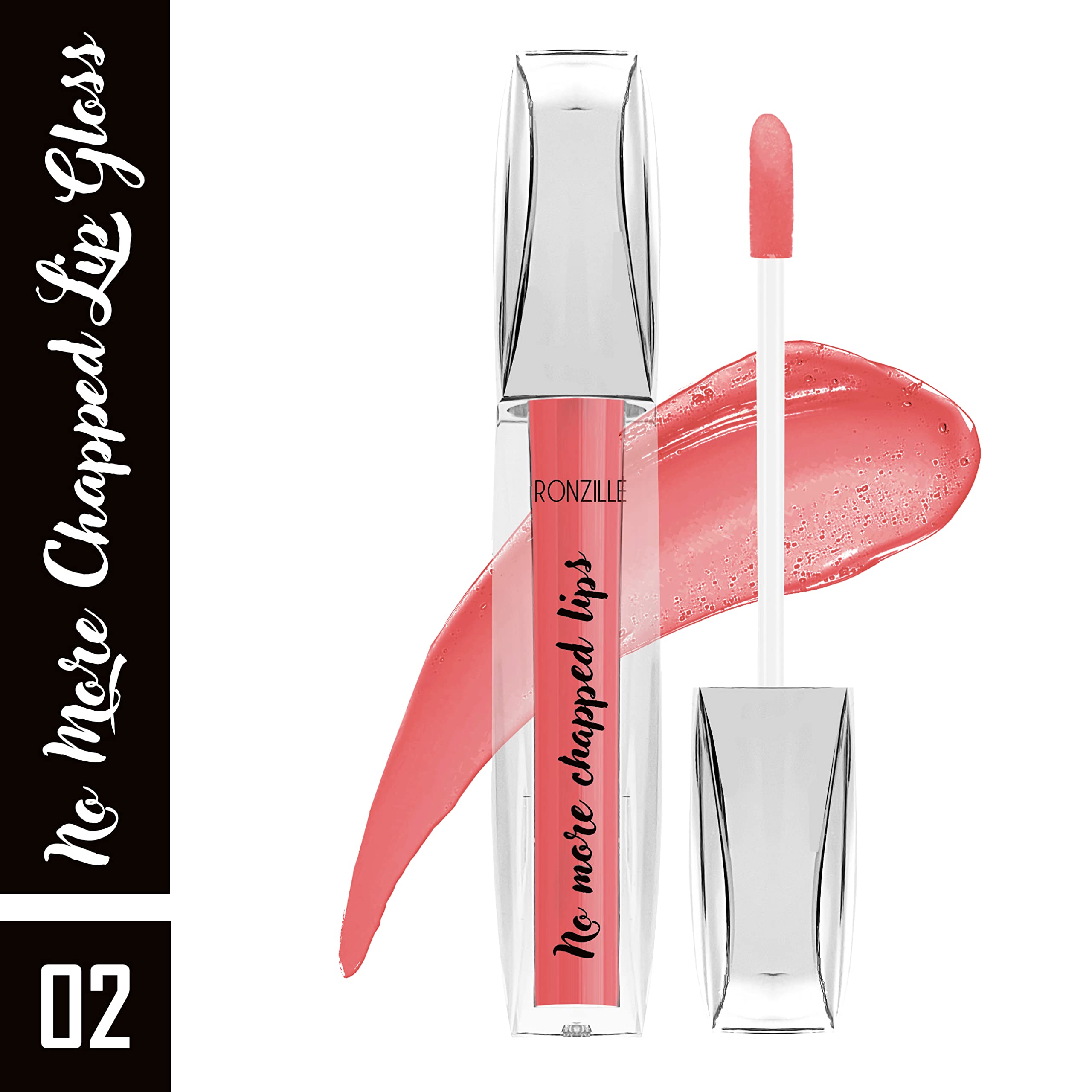 RONZILLE Hydrating Lip Gloss for Dry Lips - Moisturizing & Long-Lasting, Fancy Colored Lip Gloss Shade 02 - Perfect for Daily Wear, Night Out & Makeup Looks