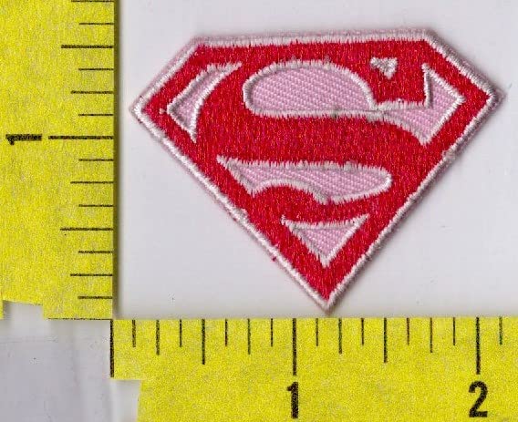 Superhero & Supergirl Logo Iron On Patch - Pink Comic Style Embroidered Badge for Jackets, Backpacks & DIY Crafts