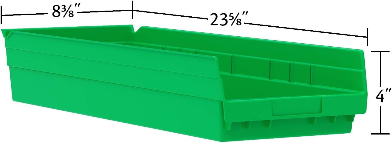 Akro-Mils 30184 Heavy Duty Plastic Shelf Bins - 6-Pack Blue Storage Organizers (24