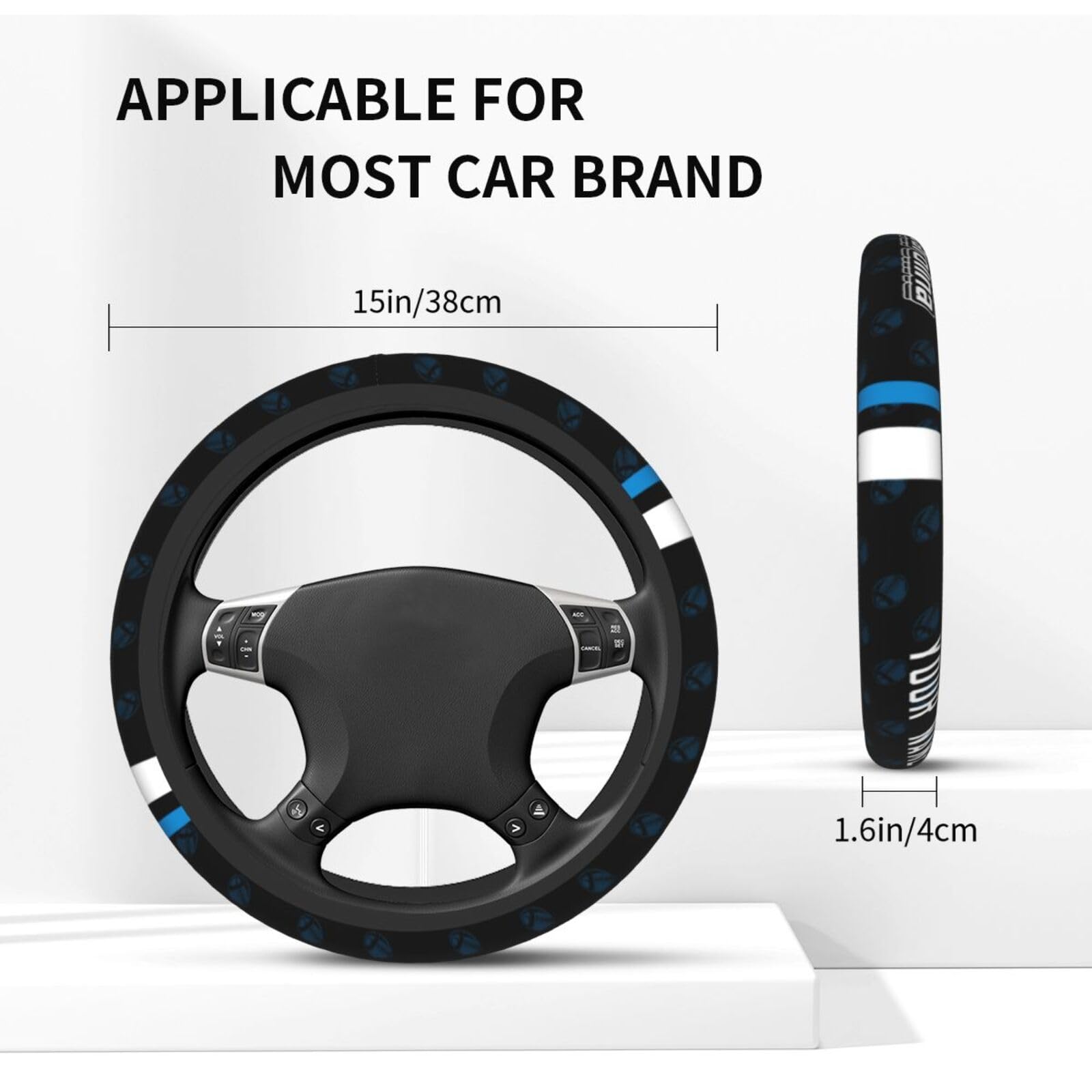 Custom Personalized Football Car Steering Wheel Cover - Anti-Slip, Sweat-Absorbing with Name & Number for Sedan, Truck, SUV, Trailer | Perfect for Sports Fans & Game Day Commutes