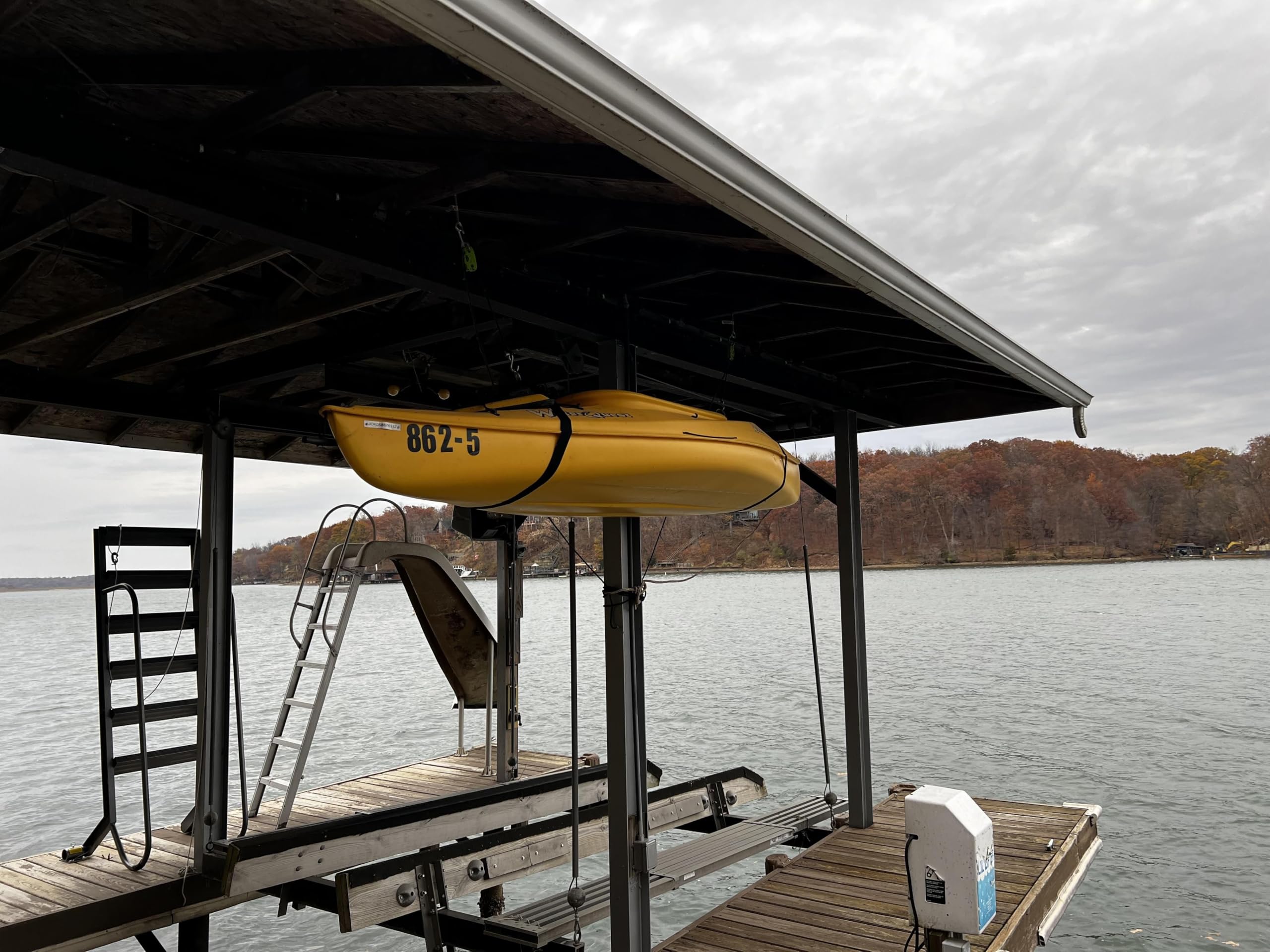 Tie Boss Kayak Hanger - Heavy Duty Ceiling Storage System for Kayaks, Canoes & Watercraft | Space-Saving Garage Organization | Easy Hoist Pulley System (Green) | Perfect for Garage, Shed or Basement Storage