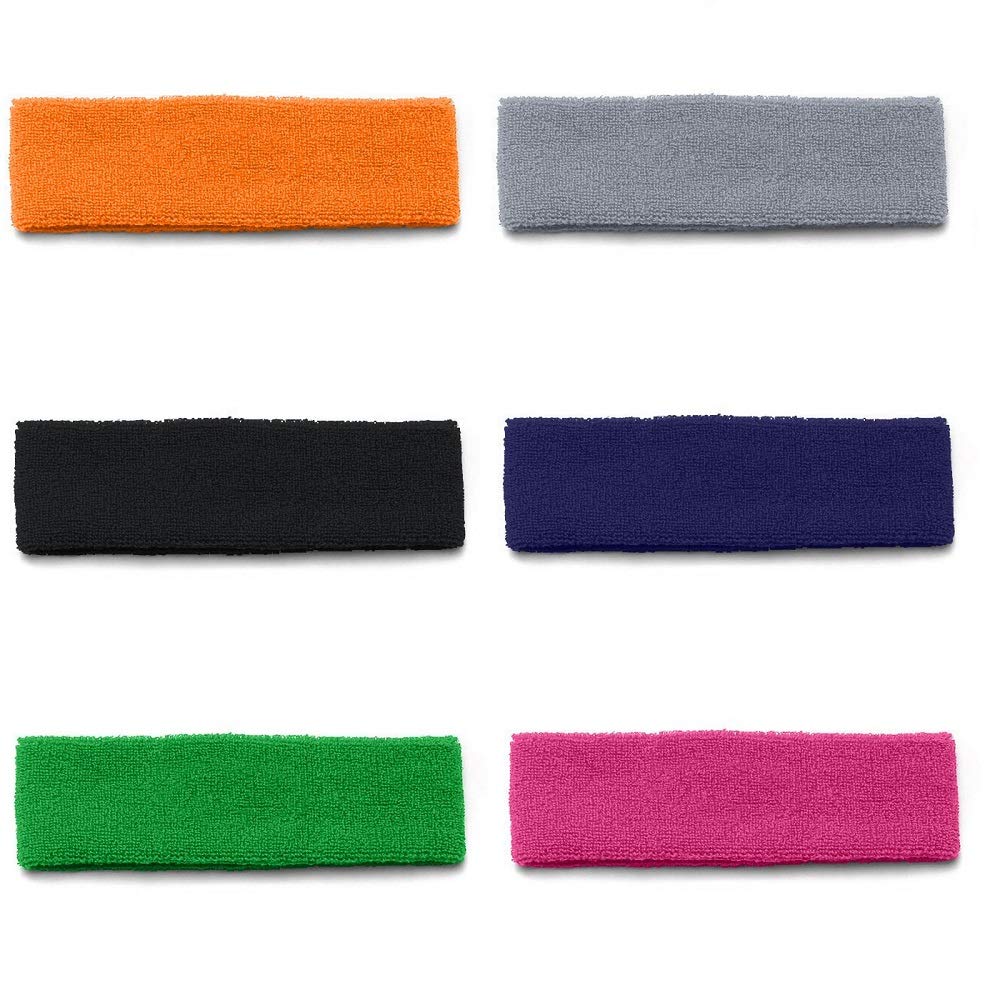24 Pack Stretchy Athletic Sport Headbands for Women & Men - Non-Slip Sweatbands for Running, Yoga, Workout & Sports Activities