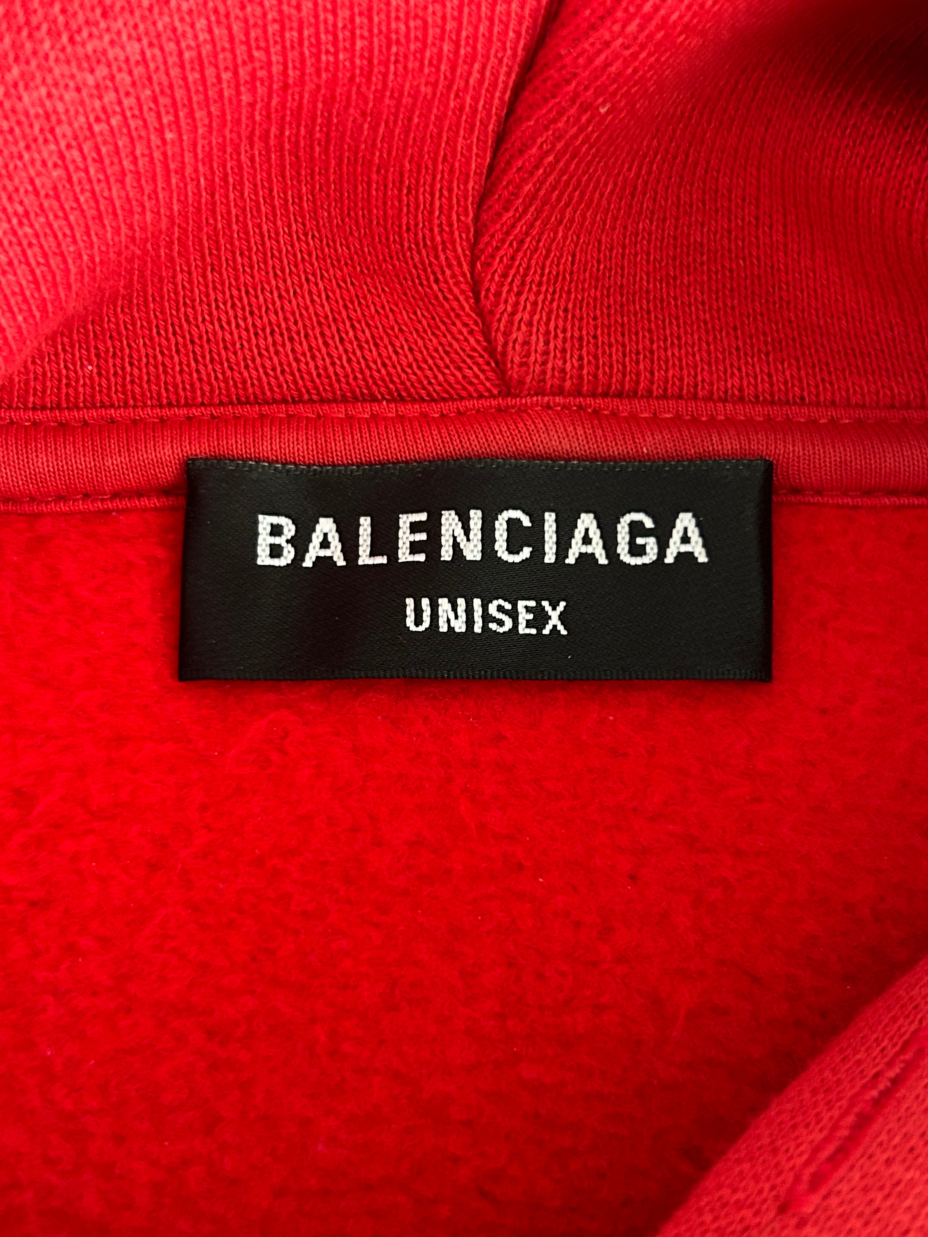Balenciaga Red & White Maison Logo Hoodie for Men & Women - Stylish Streetwear Pullover for Casual Outfits & Urban Fashion