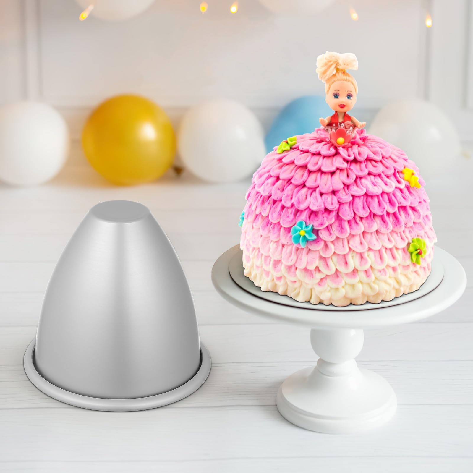 Luxshiny 4-Inch Doll Dress Cake Pan - Aluminum Baking Mold for DIY Birthday Cakes, Perfect for Princess Themed Parties & Baking Decorations