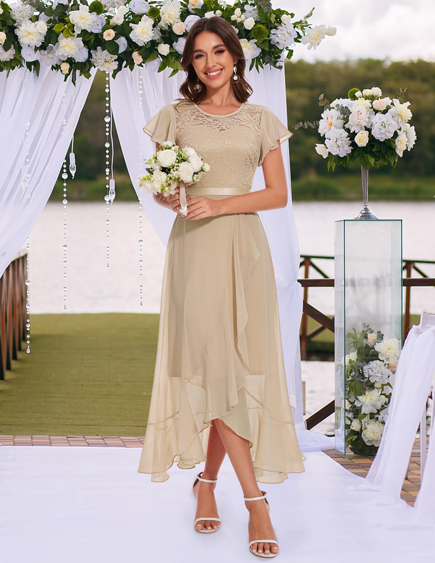 BeryLove Women's Elegant Lace Long Prom Dress with Slit - 2025 Wedding Guest Cocktail Formal Gown for Evening Parties, Galas & Special Occasions