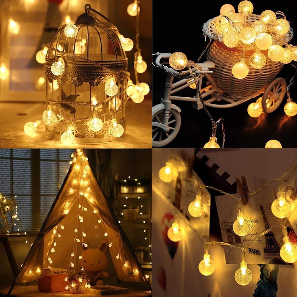 50 LED Solar String Lights - 31ft Waterproof Outdoor Fairy Lights with 8 Modes & Crystal Balls | Solar Powered Decorative Lighting for Garden, Yard, Party, Wedding, Christmas (Warm White) | Perfect for Patio, Backyard, Pergola & Holiday Decorations
