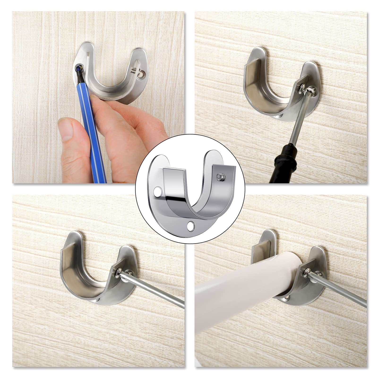 Stainless Steel Closet Pole Sockets - 32mm (1.26 Inch) Round Flange Rod Holder Set with Screws - 4 Pack - Perfect for Wardrobe, Closet Organization & DIY Shelving Projects