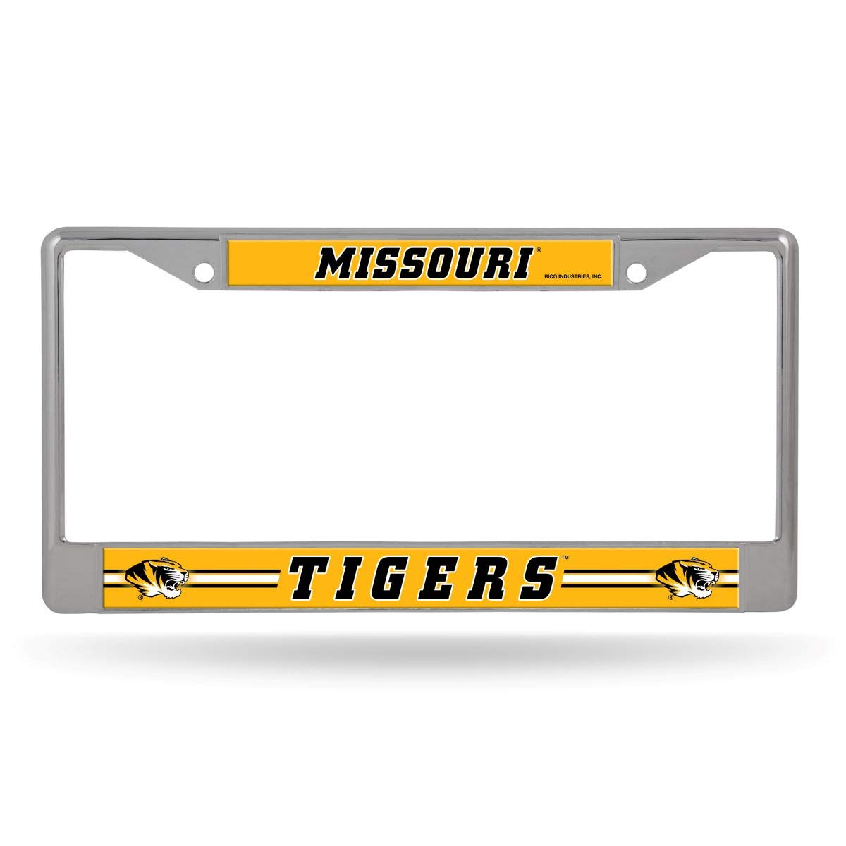 Rico Missouri Mizzou Tigers Chrome Metal License Plate Frame Set of 2 - Durable Car Accessories for Football Fans & Alumni Pride