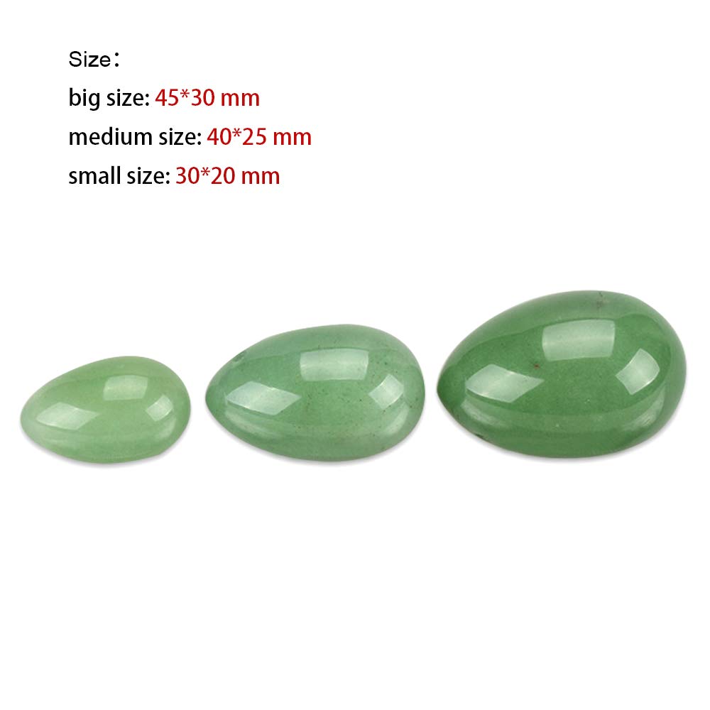 3 Pack Natural Green Aventurine Yoni Eggs - Hand-Carved Jade Kegel Balls for Women, Vaginal Tightening & Sexual Wellness - Perfect for Pelvic Floor Exercises, Tantric Massage & Sensual Arousal (Drilled Ben Wa Balls)