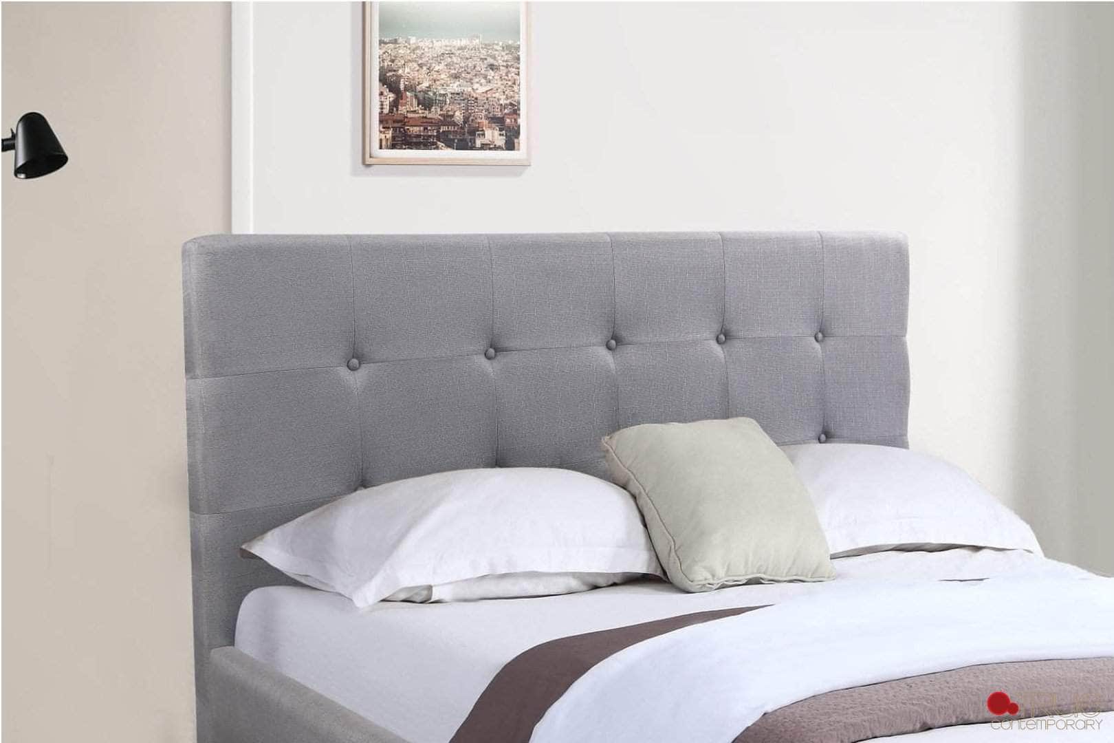 Victoria Grey Tufted Linen Platform Bed with 2 Storage Drawers - Queen, King & California King Size - Perfect for Small Bedrooms & Modern Master Suites