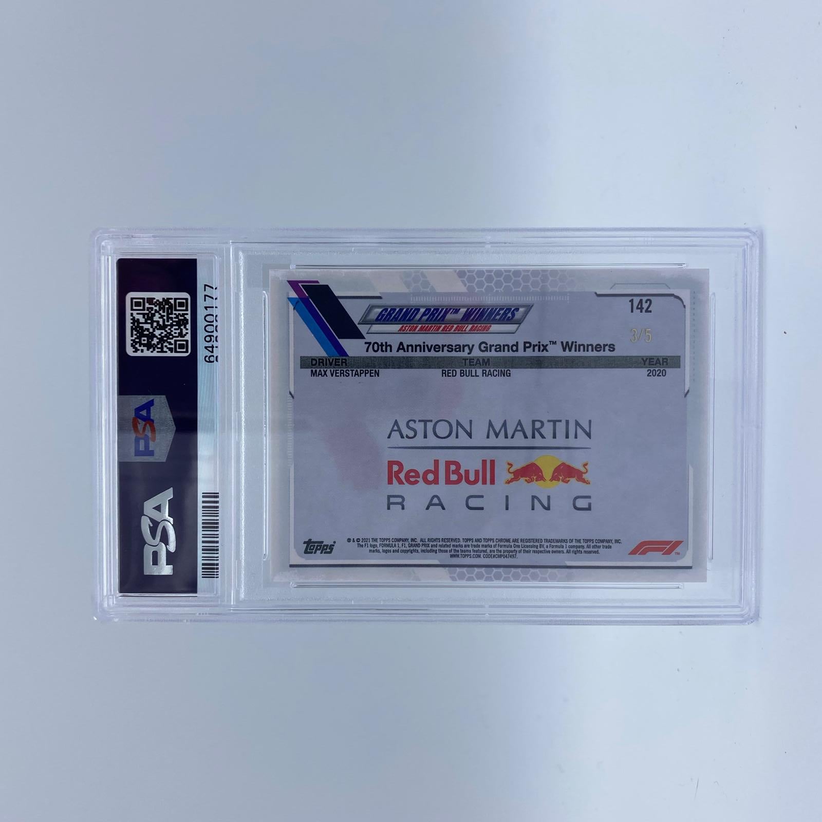 PSA 10 Graded Max Verstappen Red Raywave 70th Anniversary Grand Prix Winners #142 F1 Racing Collectible Card - Perfect for Display, Trading, and Motorsport Memorabilia Collections